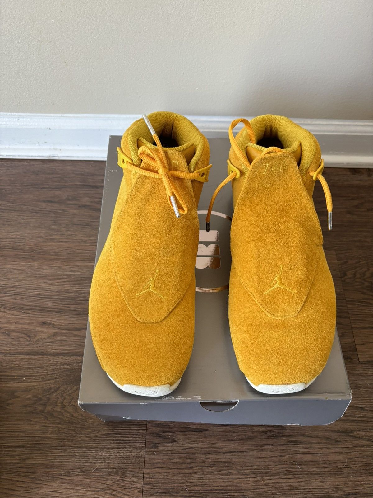 image of Air Jordan 18 Retro Shoes in Yellow, Men's (Size 12)