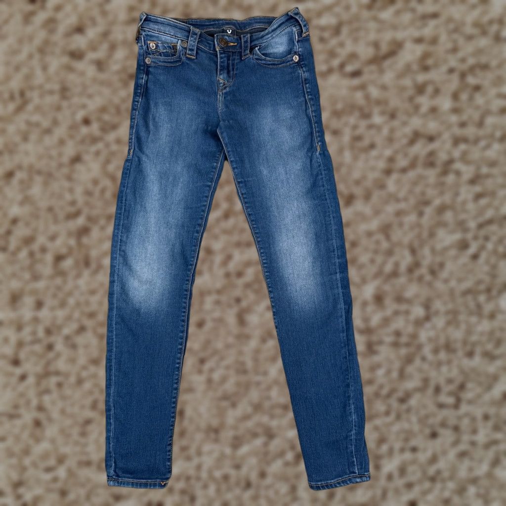 True Religion True Religion Jeans Women 27 Blue Denim Mid Rise Super Skinny Med Wash Low 26x28 Size 27" / US 4 / IT 40 - 1 Thumbnail