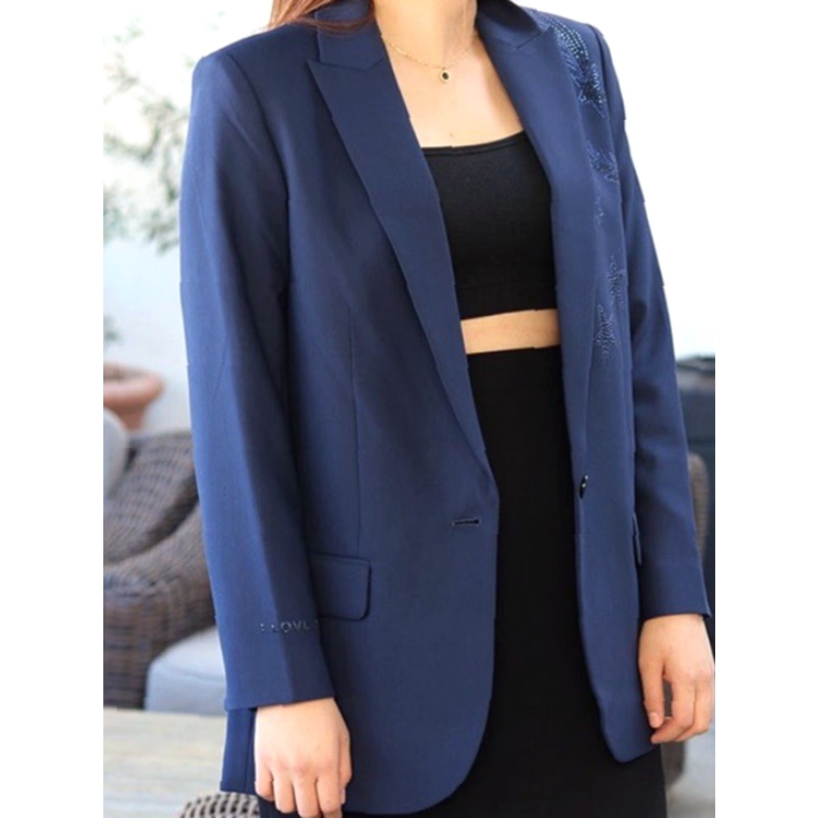 Zadig & Voltaire ZADIG & VOLTAIRE Viva Bis Strass Stars Blazer Women 36 Blue Size XS / US 0-2 / IT 36-38 - 3 Thumbnail