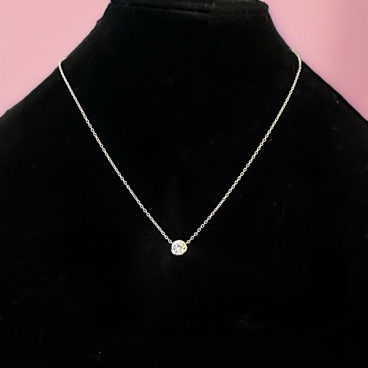 Vintage Vintage LA signed silver tone solitaire CZ pendant necklace Size ONE SIZE - 1 Thumbnail