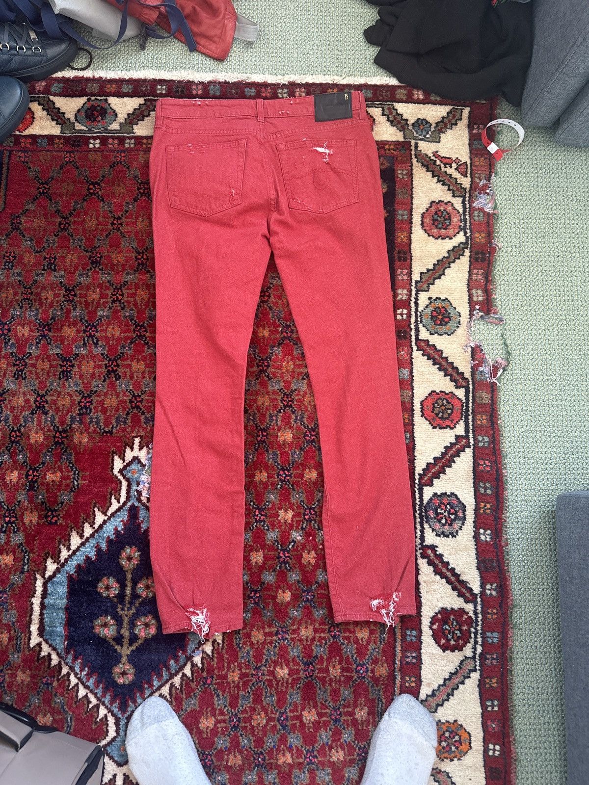 R13 × Ralph Lauren R13 S/S17 Distressed Red Kate skinny Jeans Size US 28 / EU 44 - 2 Thumbnail