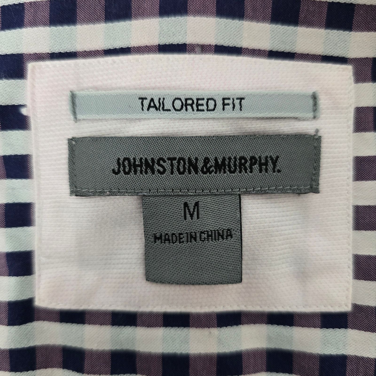Johnston & Murphy JOHNSTON & MURPHY Dress Shirt M Tailored fit Flip Cuff check Size US M / EU 48-50 / 2 - 12 Thumbnail