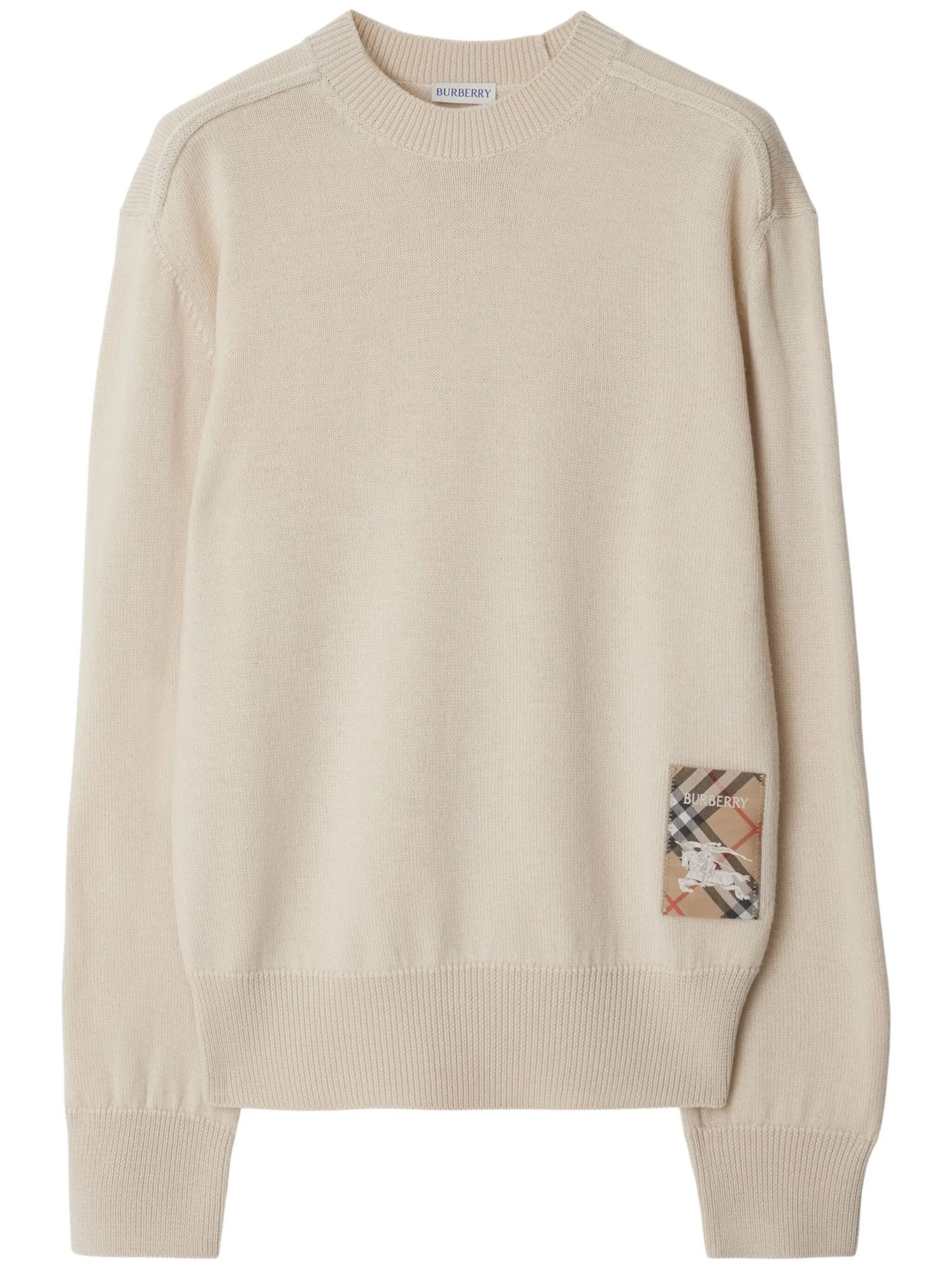 os11x1225 Dup / Check Label Wool Sweater in Beige