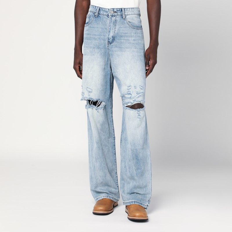 basketcase gallery Basketcase Gallery Light Blue Washed Jeans With Rips Size US 34 / EU 50 - 1 Thumbnail