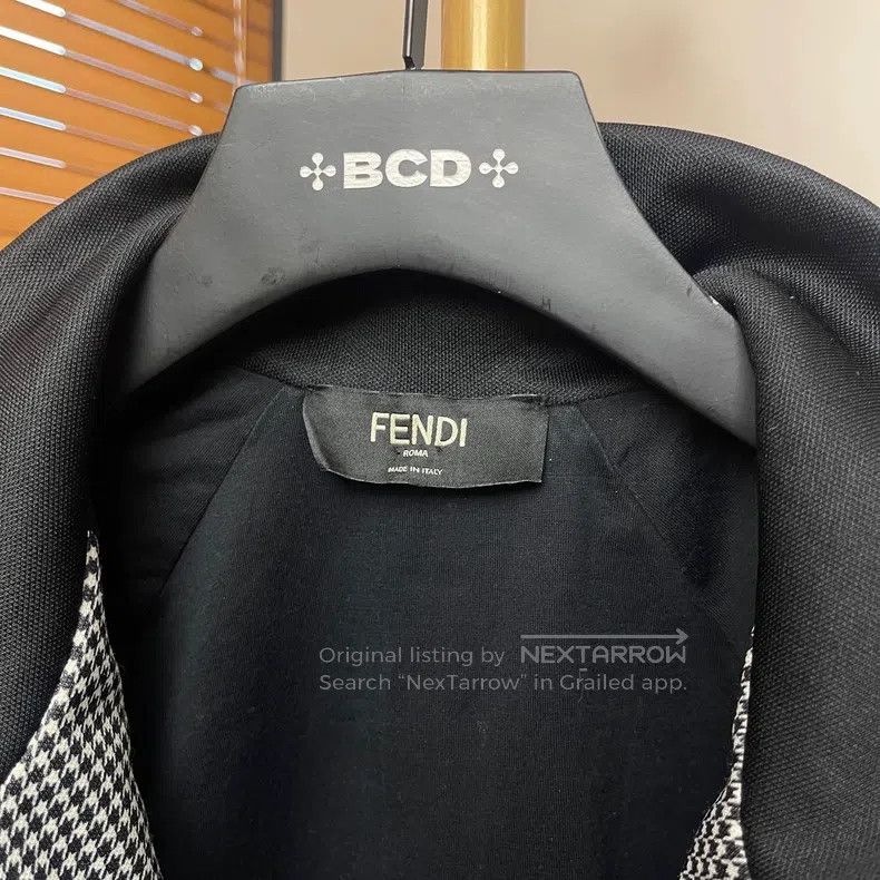 Fendi Fendi Houndstooth Logo Casual Collar Jacket Size US L / EU 52-54 / 3 - 3 Thumbnail