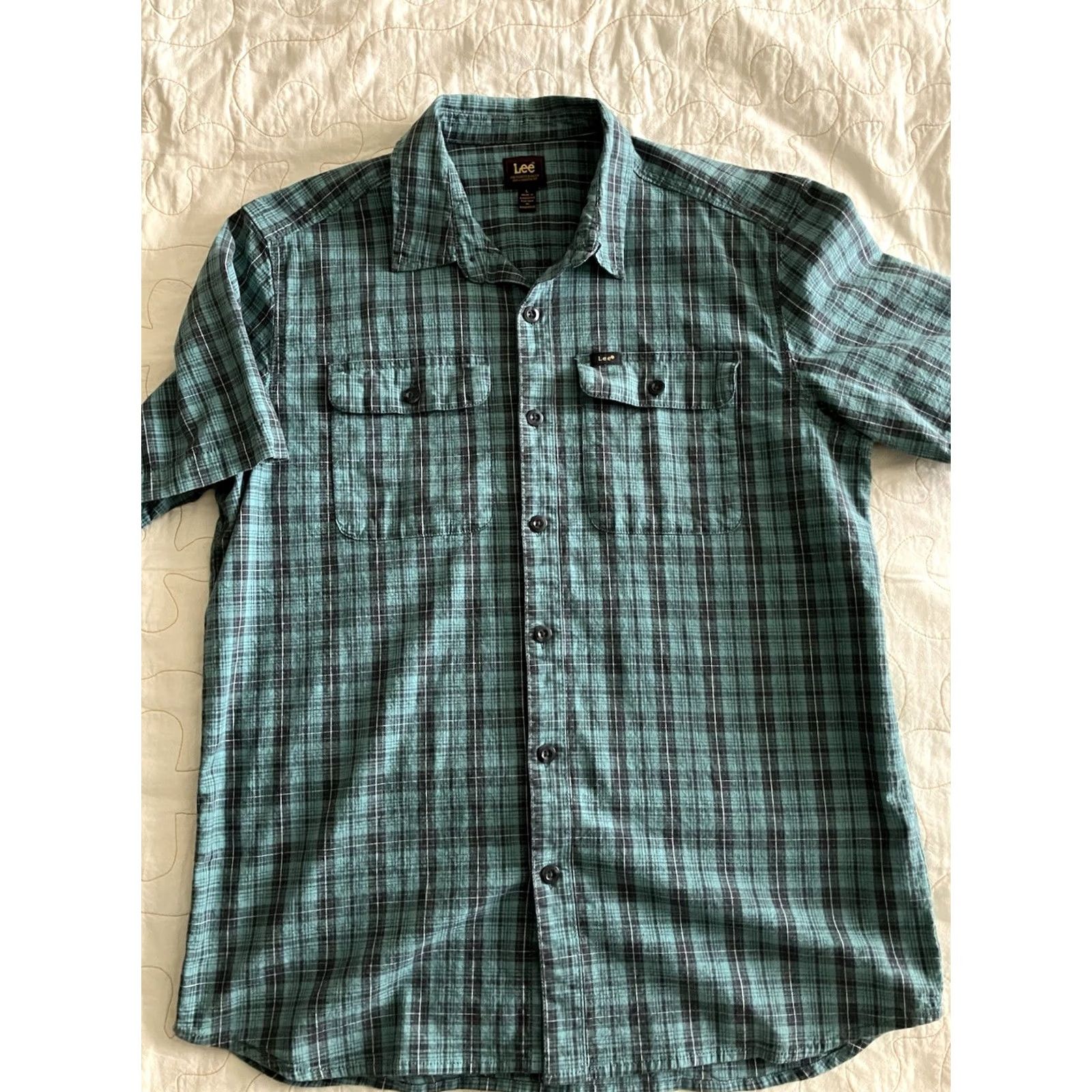 Lee VINTAGE Lee Shirt Mens L Green Plaid Pockets Short Sleeve Button-Up Size US L / EU 52-54 / 3 - 3 Thumbnail