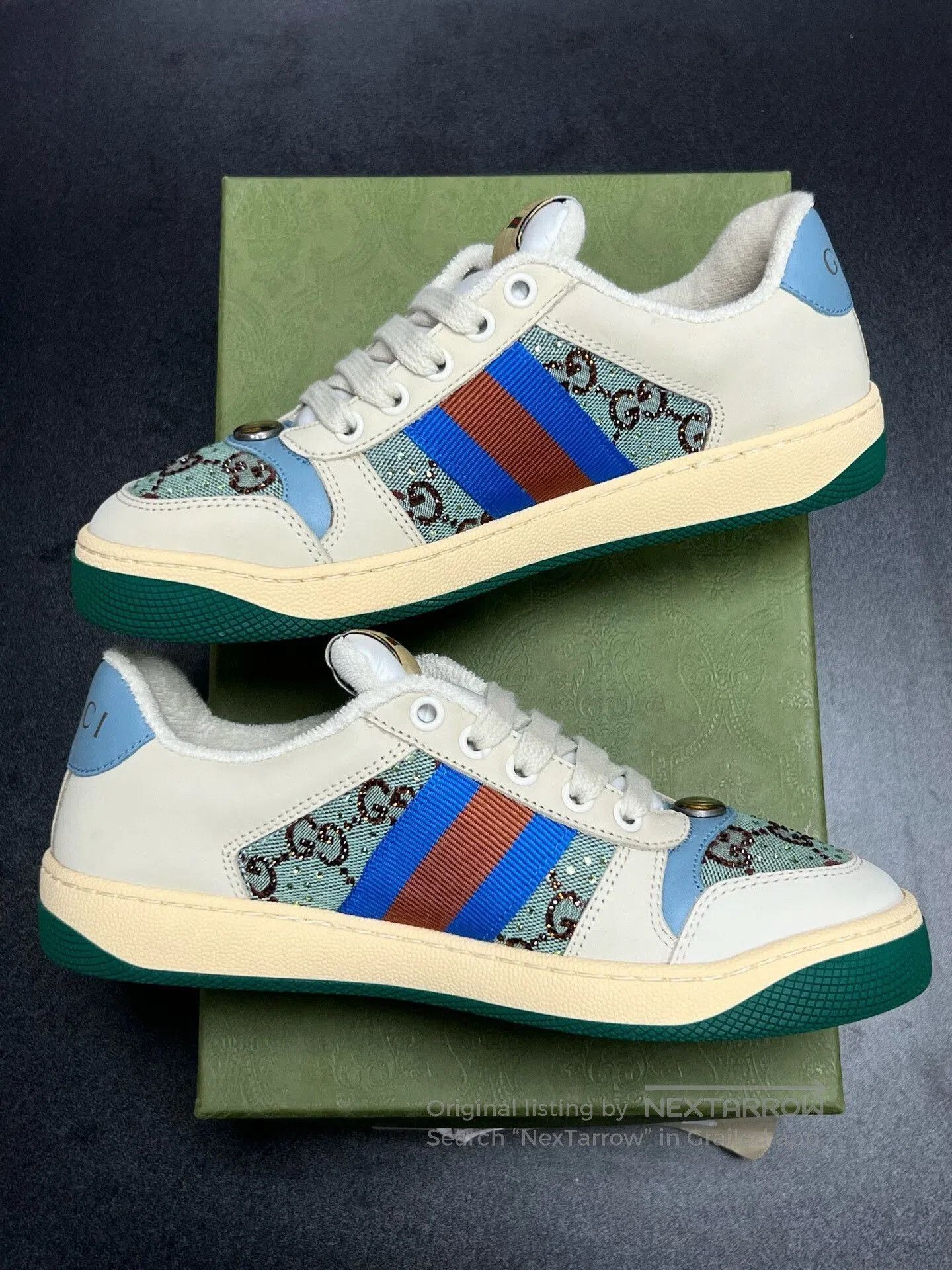Gucci Gucci GG Enamel Sneakers Crystal White Blue. Size US 5.5 / EU 38 - 6 Thumbnail