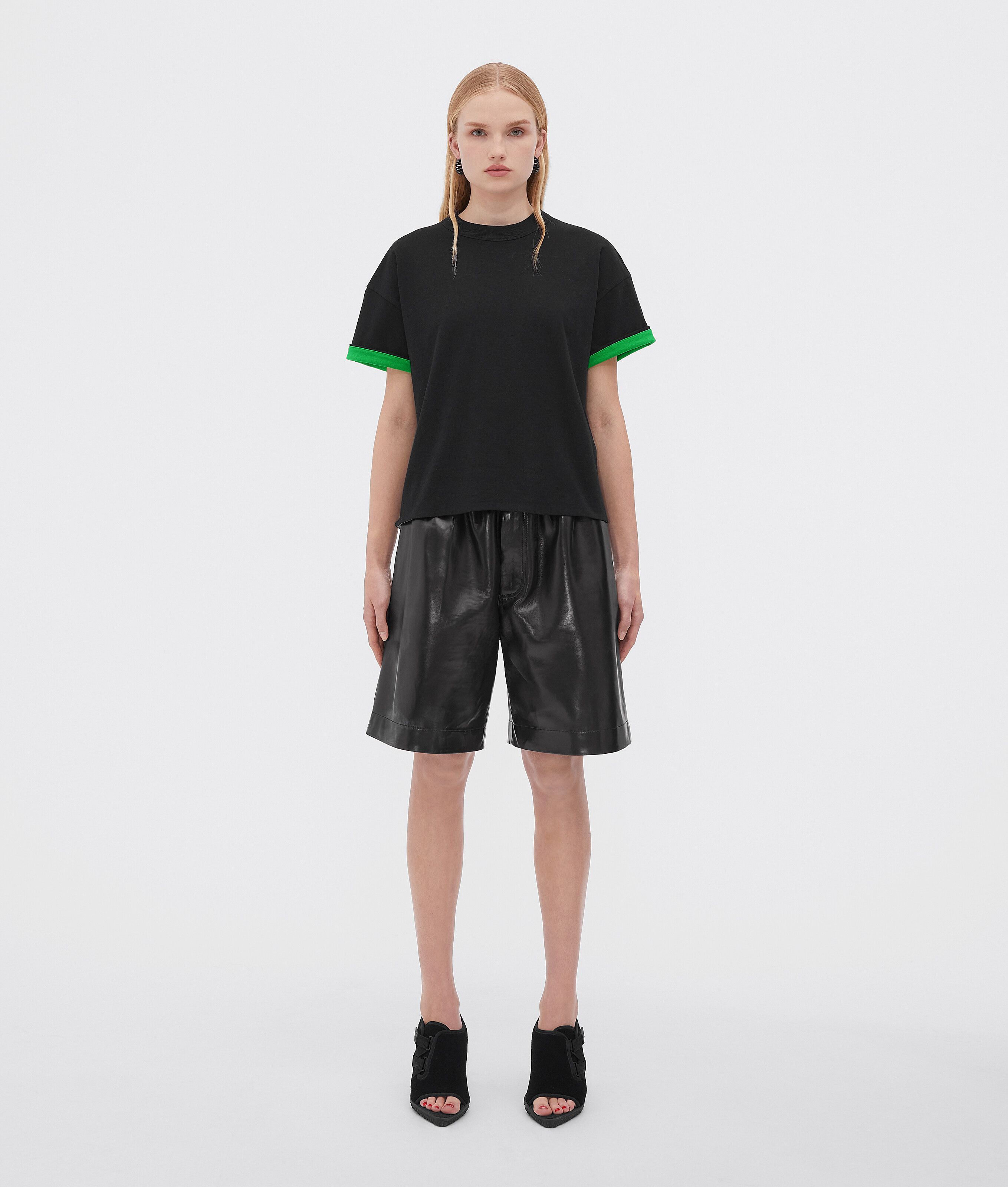 Bottega Veneta Black Double Layer Oversized Logo T-Shirt Size XS / US 0-2 / IT 36-38 - 1 Thumbnail
