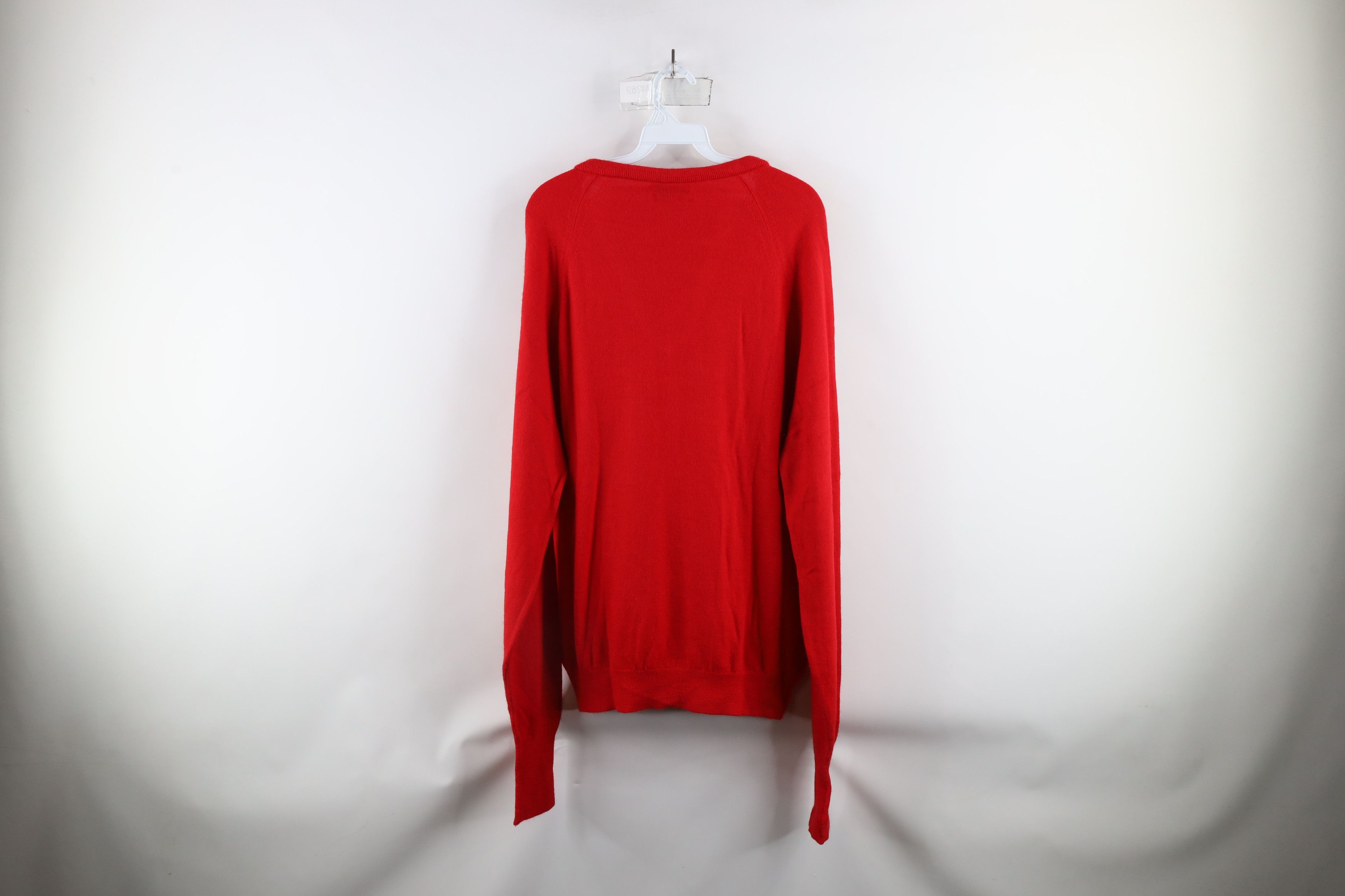 Christian Dior Monsieur × Vintage Vintage 90s Christian Dior Out Knit V-Neck Sweater Red USA Size US XL / EU 56 / 4 - 10 Thumbnail