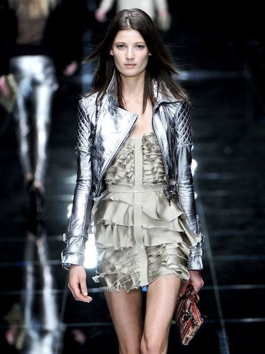 Burberry Prorsum S/S 11 Silver Quilted Moto Jacket Size M / US 6-8 / IT 42-44 - 2 Thumbnail