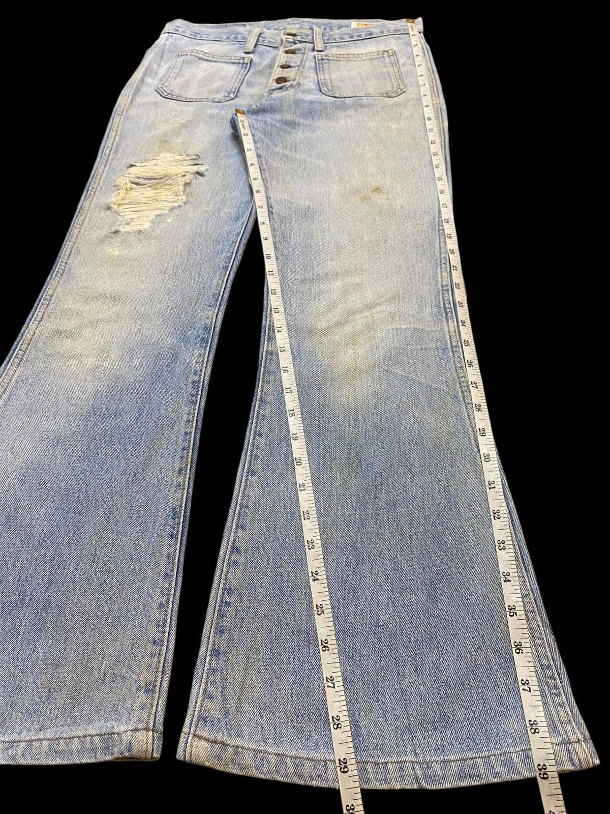 Tornado Mart Vintage Big John 70’s Fade Grunge Distressed Flare Jeans Size US 32 / EU 48 - 15 Thumbnail