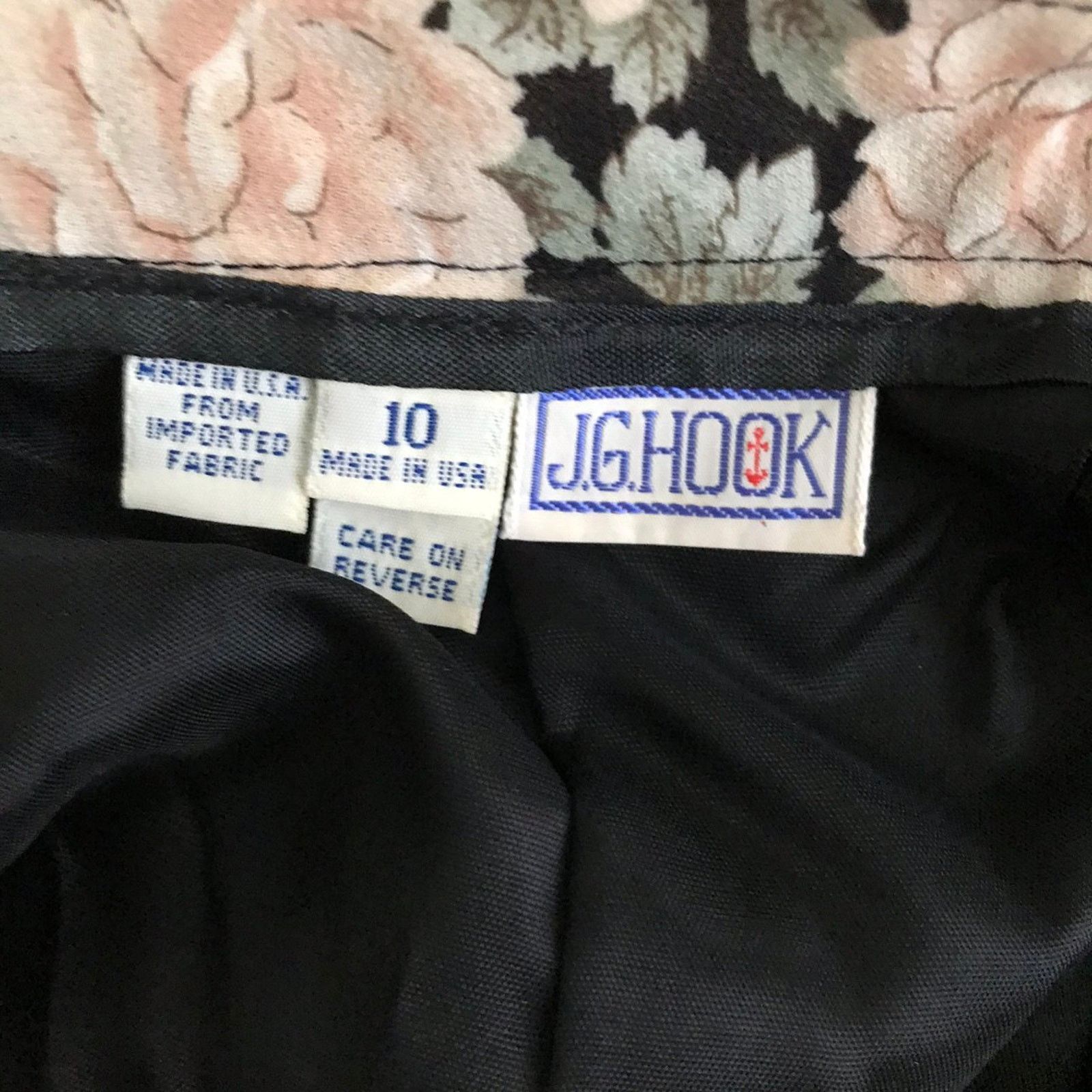 Vintage Vintage Black Floral Midi Skirt Size 10, J.G. Hook Rose Size 28" / US 6 / IT 42 - 4 Thumbnail