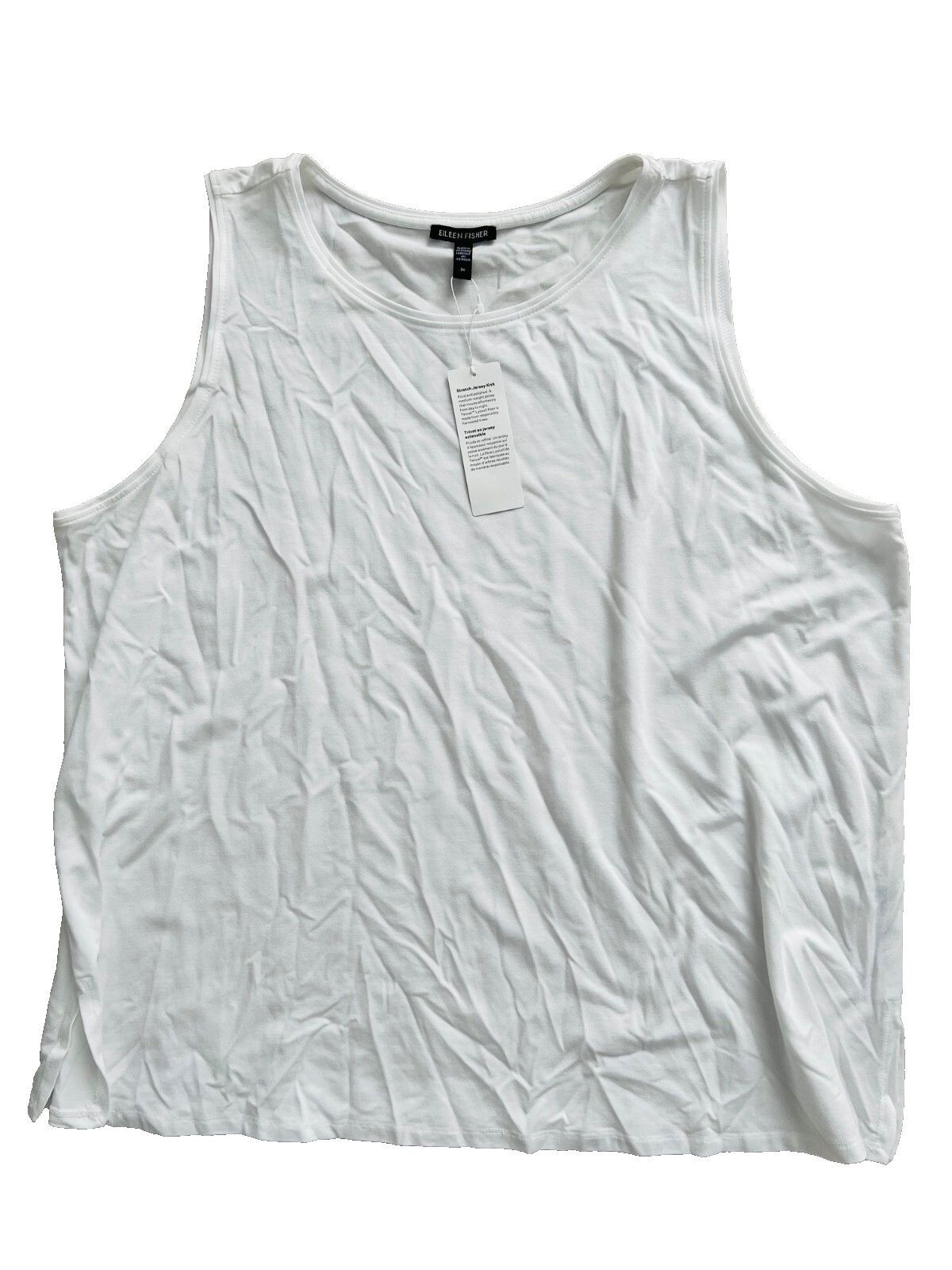 Eileen Fisher Eileen Fisher Jersey Knit Jewel Neck Tank White ( 2X ) Size XXL / US 16-18 / IT 52-54 - 1 Thumbnail