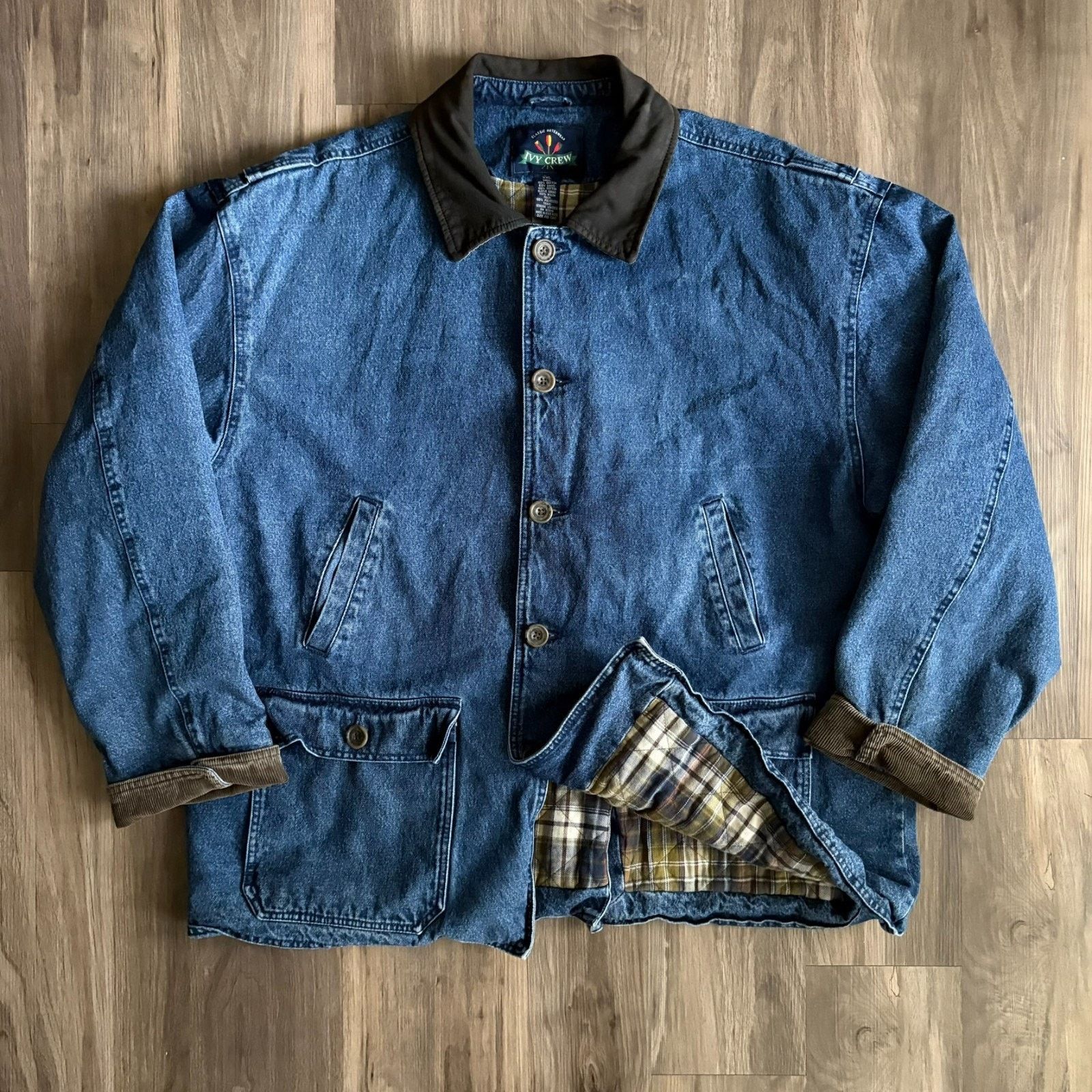 Ivy Crew × Vintage Vintage Denim Barn Chore Jacket Coat Men's Size 2XL Flannel Size US XXL / EU 58 / 5 - 2 Thumbnail