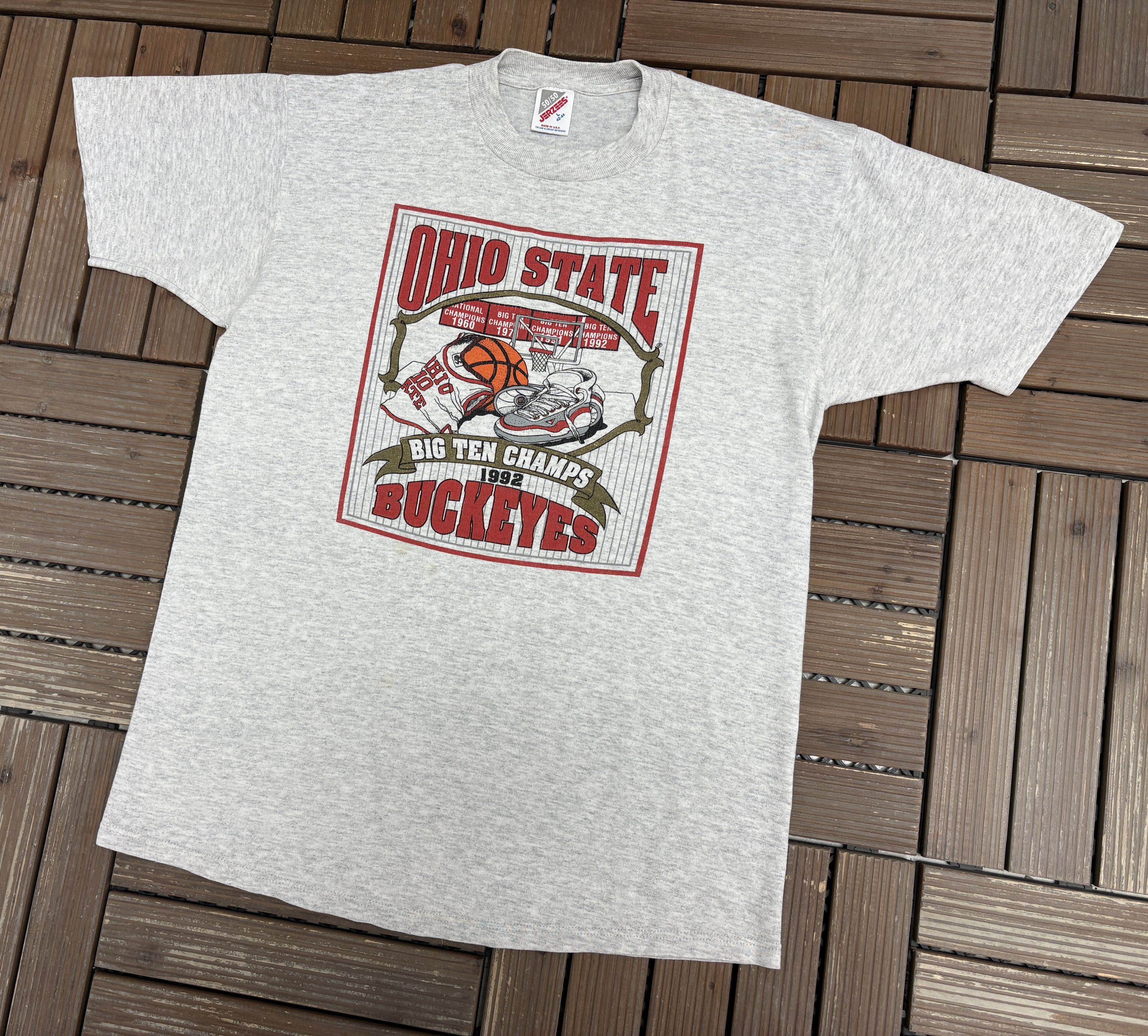 Vintage Ohio State Buckeyes Basketball 1992 Big Ten Champs Tee Size US L / EU 52-54 / 3 - 3 Thumbnail