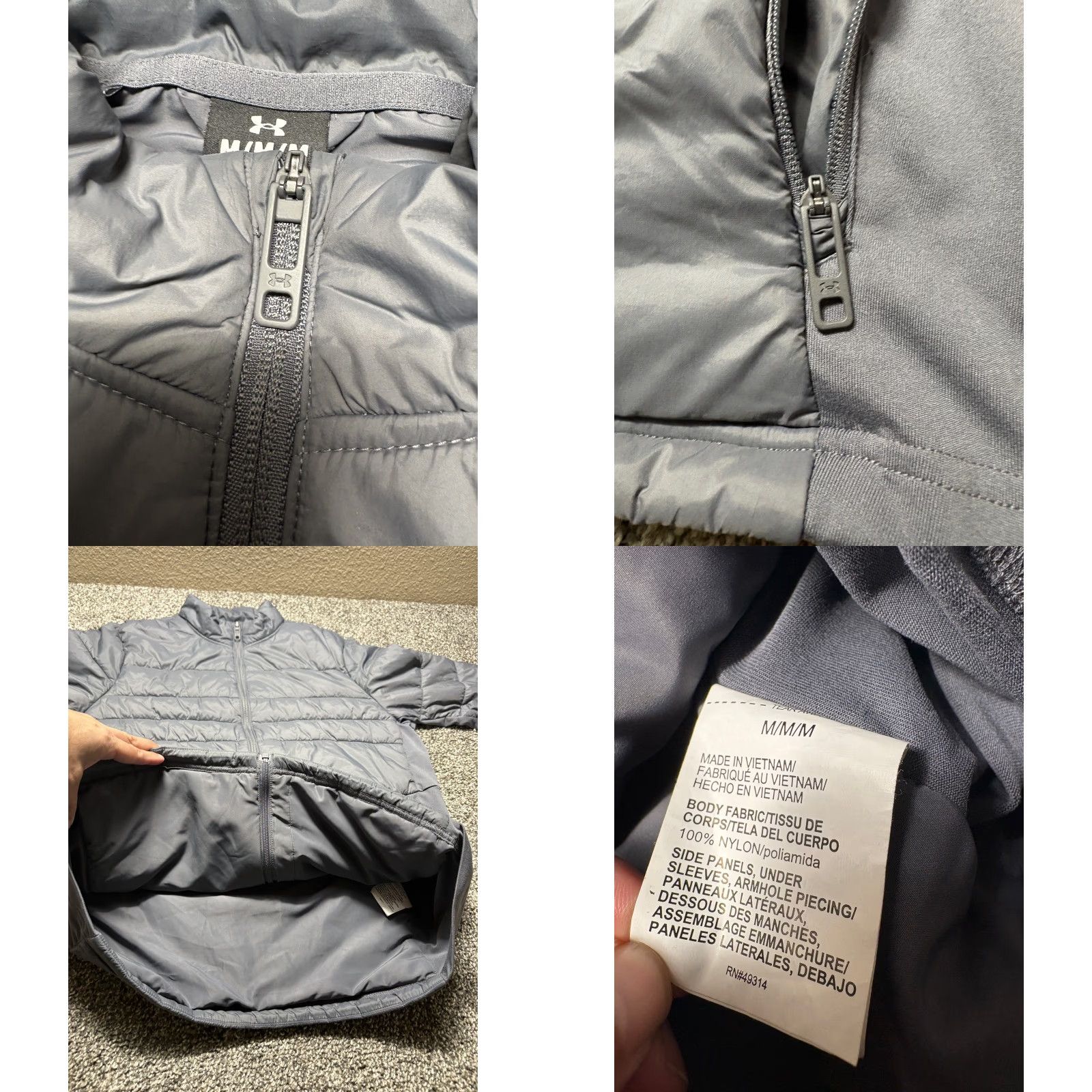 Under Armour Under Armour Storm Puffer Jacket Mens Medium Gray Full Zip Fleece Lined Size US M / EU 48-50 / 2 - 8 Thumbnail