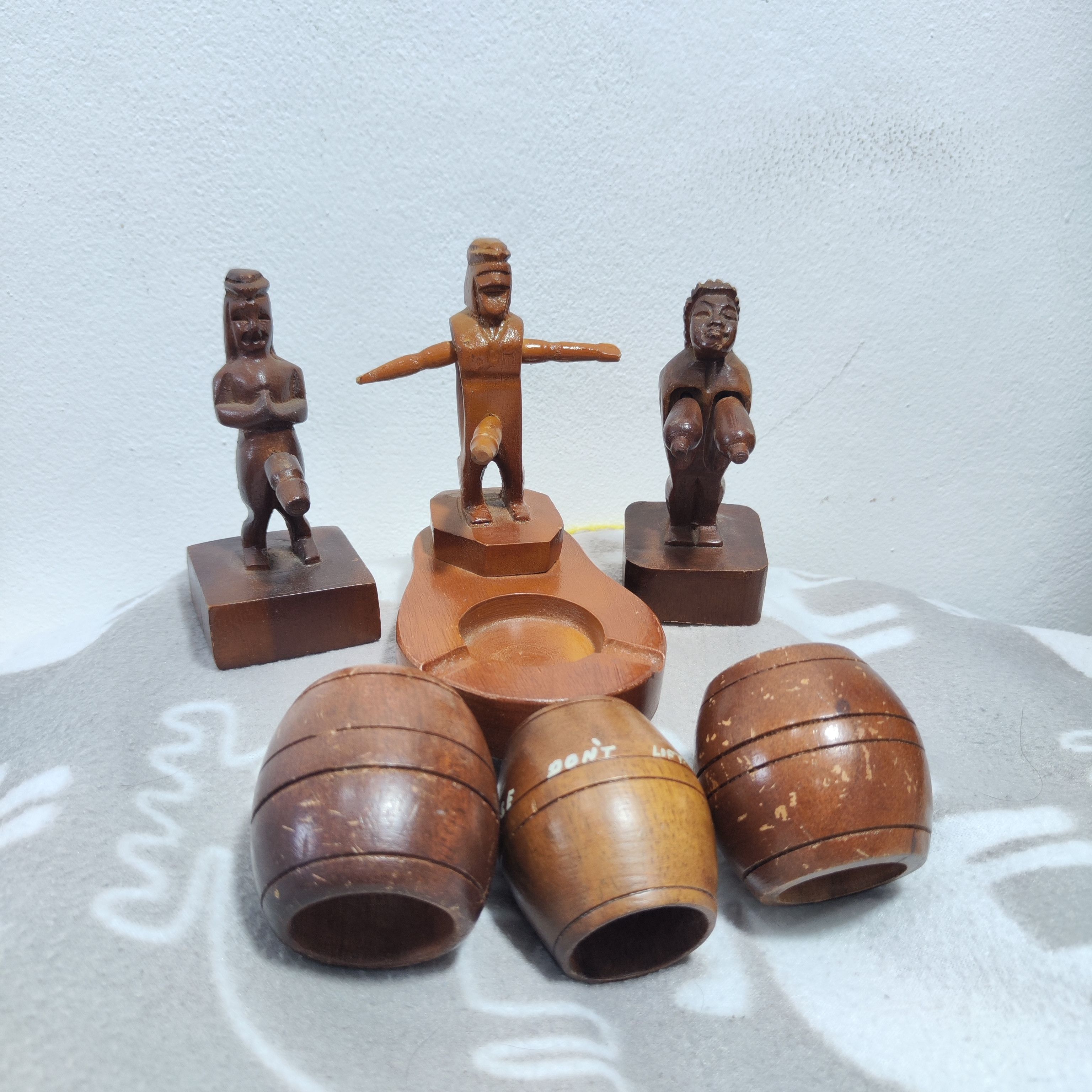 Handmade Vintage Naked Wood Carving Cigarette Ashtray Funny Size ONE SIZE - 3 Thumbnail