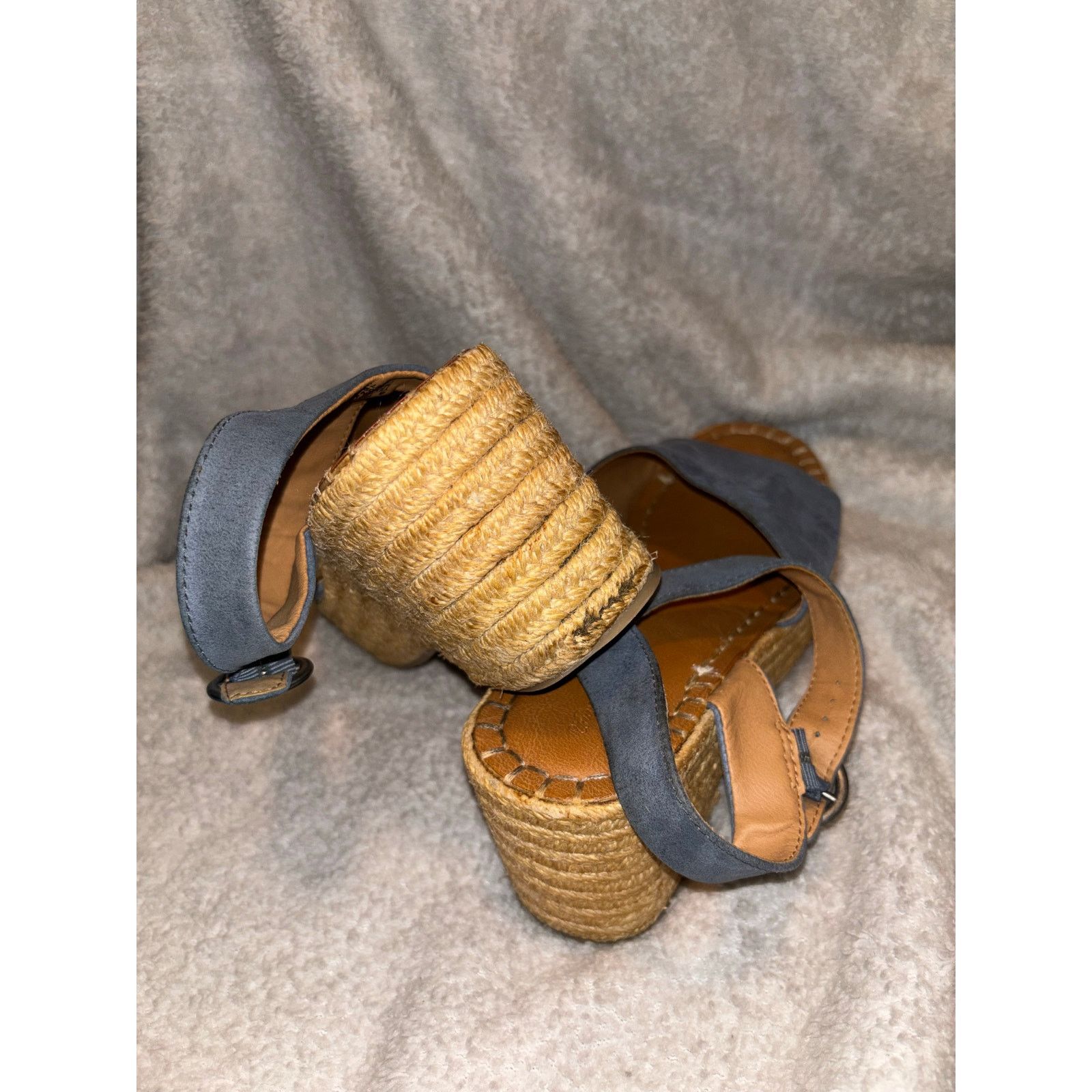 The Unbranded Brand Blue Suede Universal Thread Wedges Size 8 Size US 8 / IT 38 - 4 Thumbnail