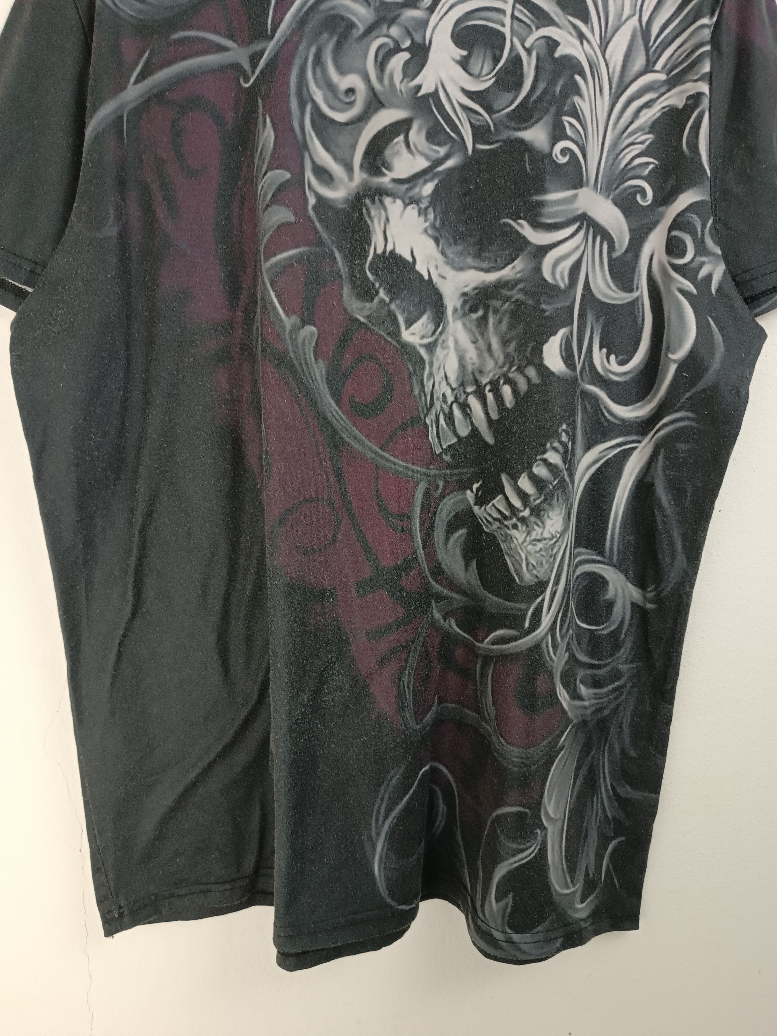 Other VINTAGE SKULLS TRIBAL FLOWER HORROR Y2K STYLE VERY RARE Size US L / EU 52-54 / 3 - 7 Thumbnail