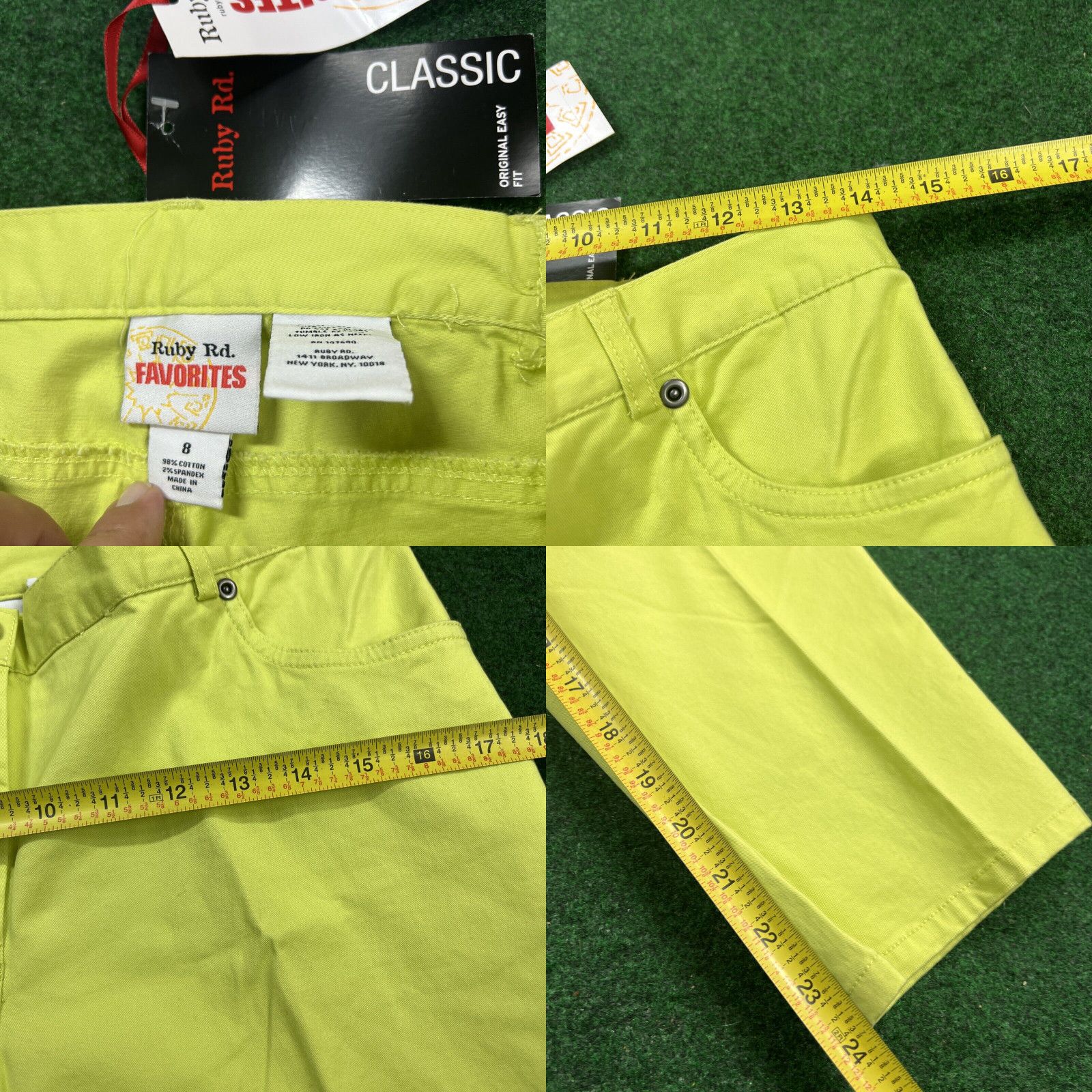 Vintage Ruby Rd Womans Size 8 Capri Pants New W Tags $48 Lime Green 28X24 Inches Size 30" / US 8 / IT 44 - 8 Thumbnail