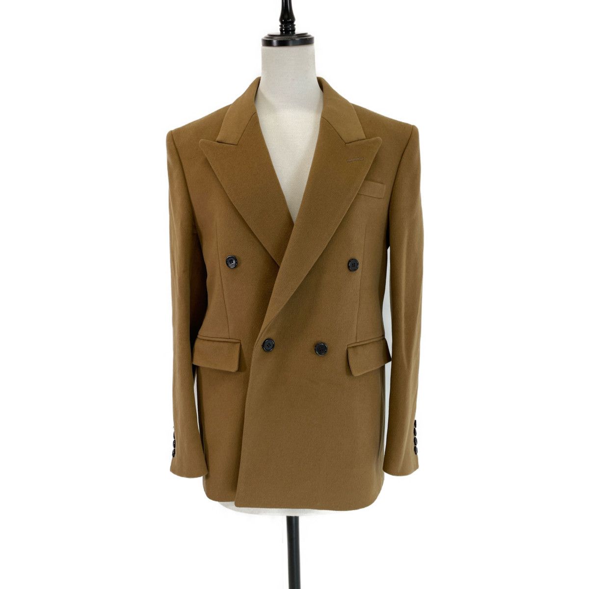 image of Saint Laurent Paris Cashmere Double Breasted Coat in Beige, Men's (Size Small)