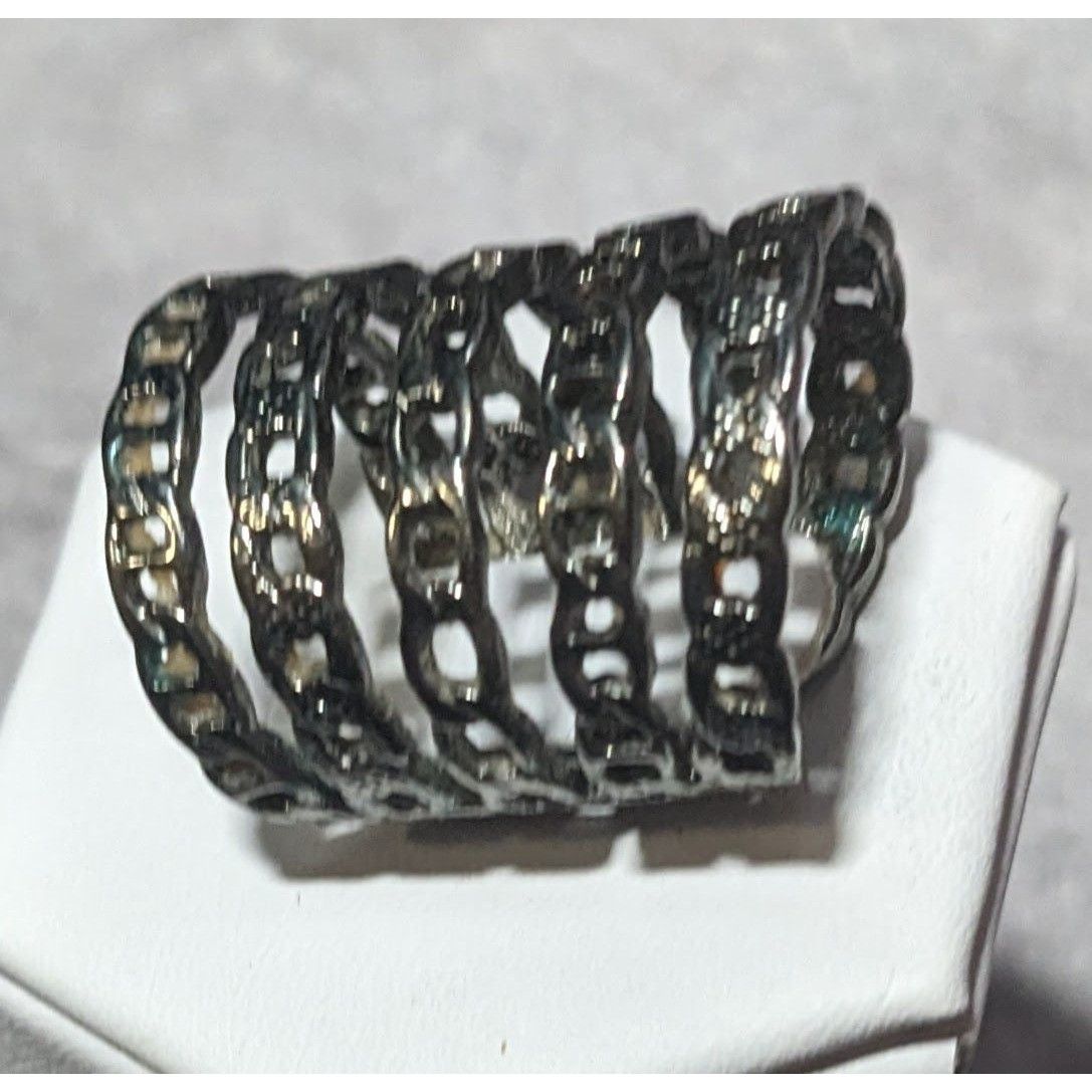 Other Grunge Punk Gunmetal Tone 5 Layer Chain Style Ring Size 5 1/ Size ONE SIZE - 5 Thumbnail