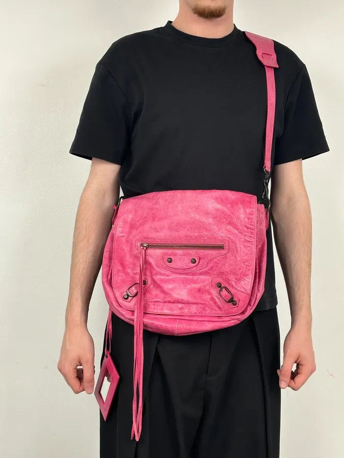 Balenciaga Balenciaga Moto City Messenger Studded Pink Bag Size ONE SIZE - 4 Thumbnail