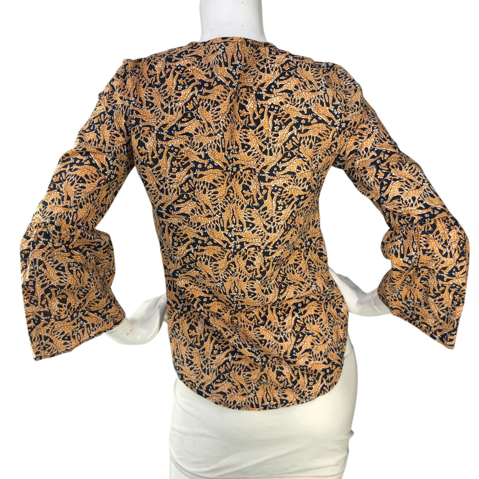 J.Crew J Crew Drake London Size 00 Blouse Giraffe Print Bell Sleeve Size XXS / US 00 / IT 34 - 7 Thumbnail