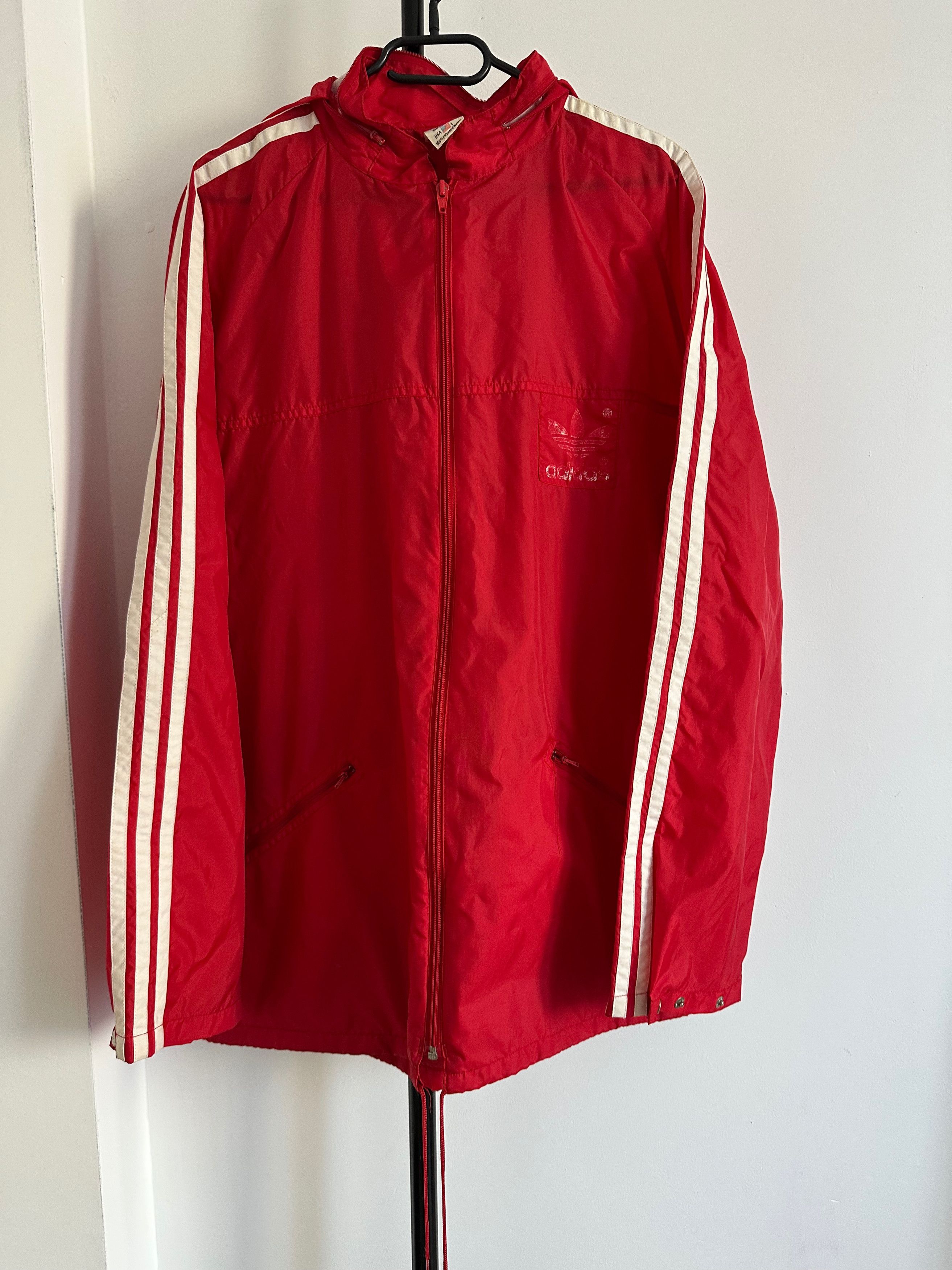 Adidas 80's Adidas rain jacket vintage red hooded Size US L / EU 52-54 / 3 - 1 Thumbnail