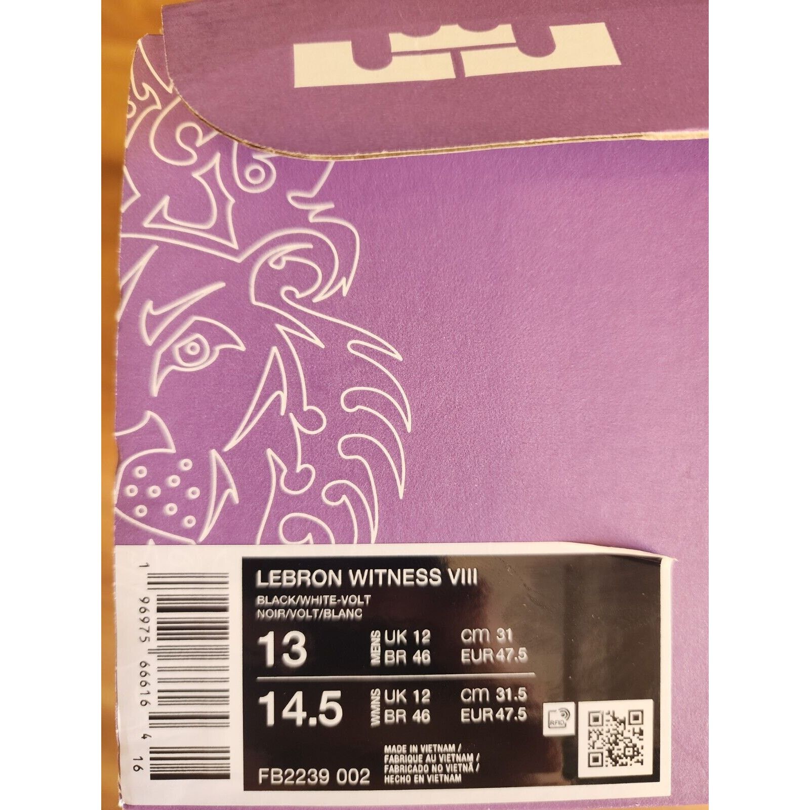 Nike NIKE LEBRON WITNESS 8 Basketball Shoe FB2239-002 Men's Sz 13 Size US 13 / EU 46 - 9 Thumbnail