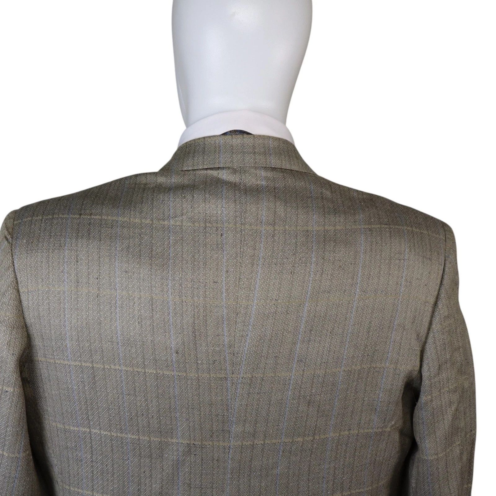 Other Nino Cerruti Double Breasted Blazer Tan Windowpane Wool 42R Size 42R - 11 Thumbnail