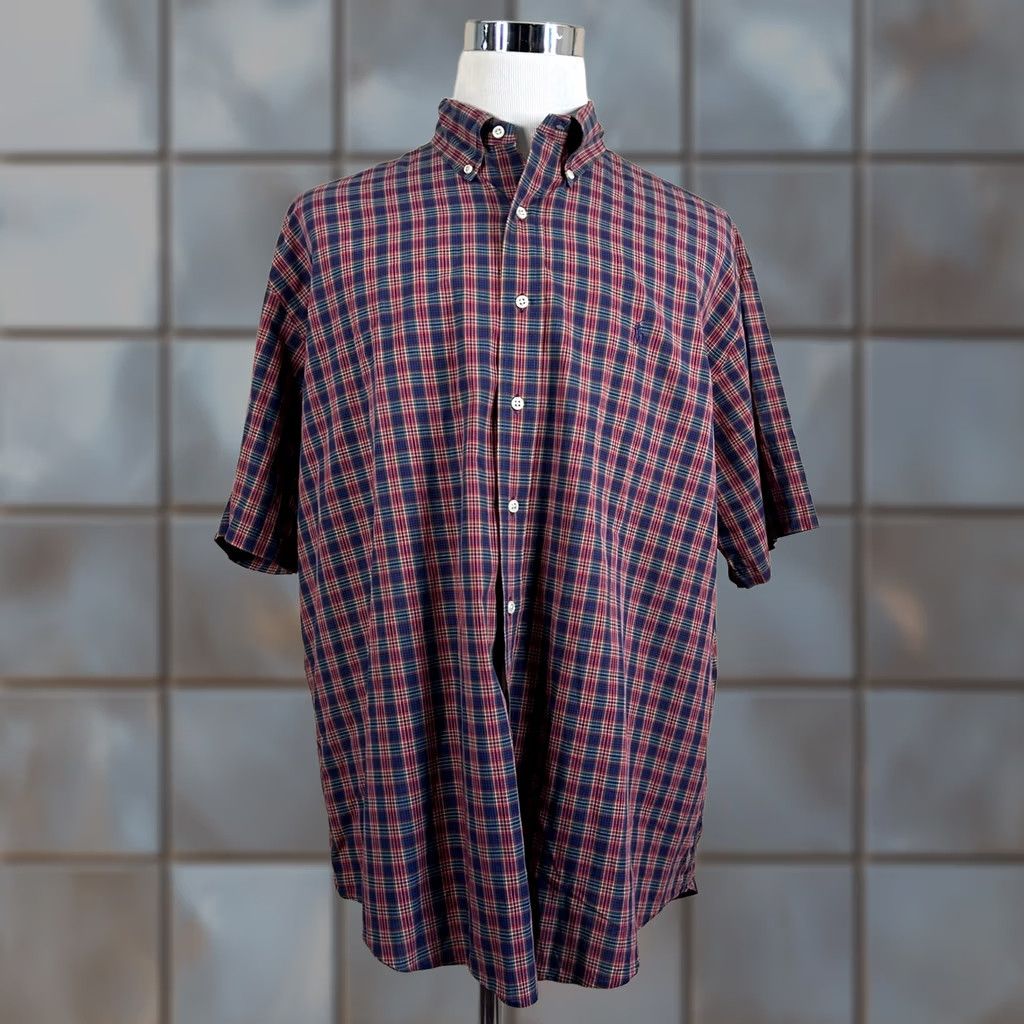 Polo Ralph Lauren VINTAGE Ralph Lauren Blake Button Down Shirt XL Red Plaid Short Sleeve Cotton Mens Size US XL / EU 56 / 4 - 1 Thumbnail