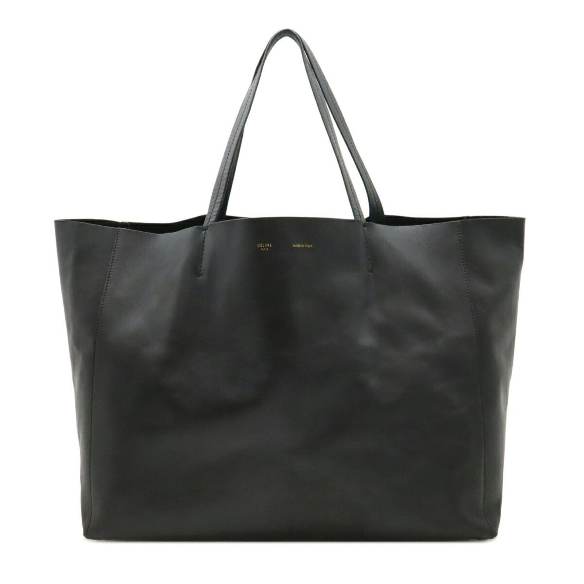 Celine Horizontal Cabas Tote Bag, Large Tote, Shoulder Calf Leather, Black, 166113, Women's
