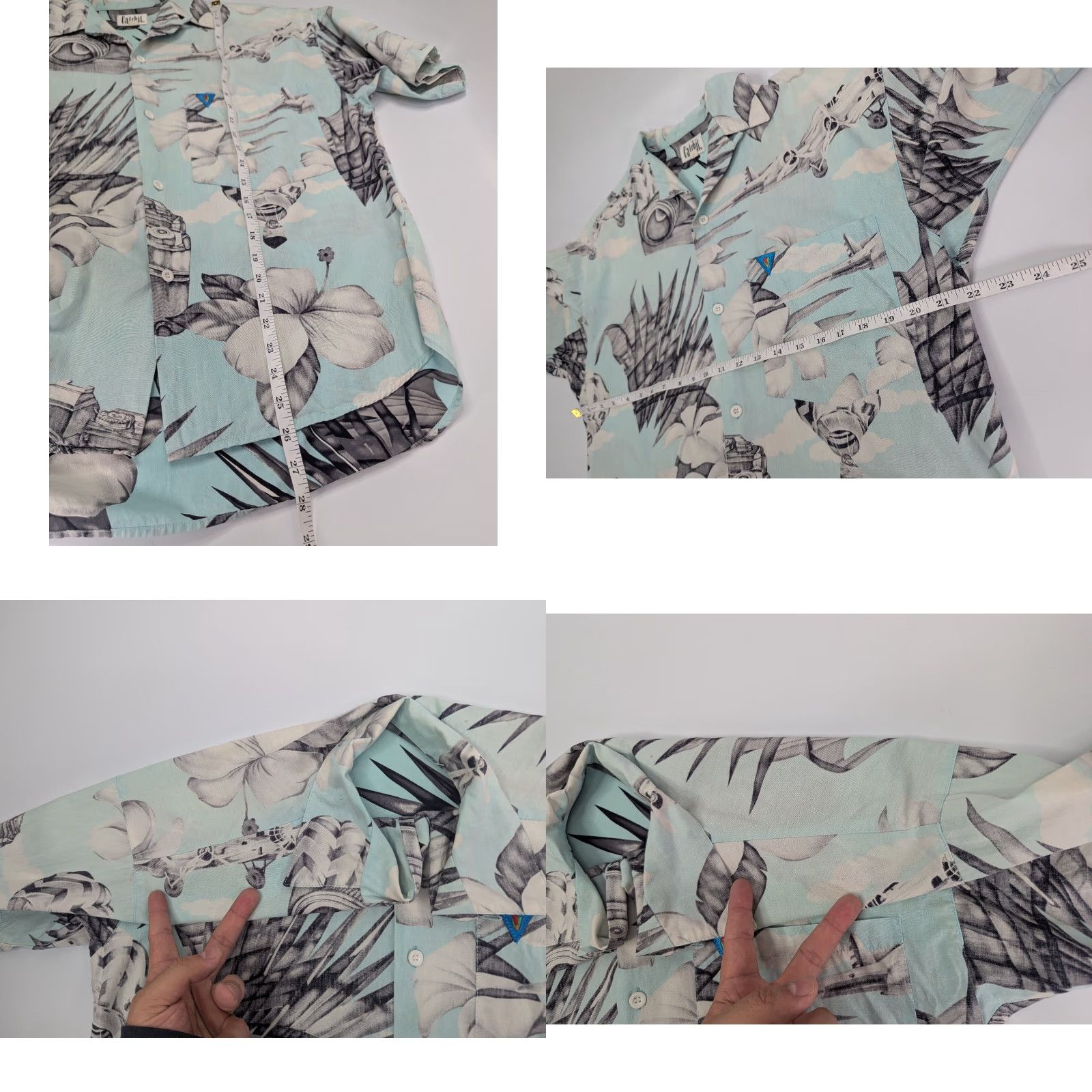 Vintage VINTAGE Catchit Shirt Male M Floral Blue 90s Tropical Surf Hawaii Button-Up Collar Short Sleeve with Chest Pocket Size US M / EU 48-50 / 2 - 8 Thumbnail