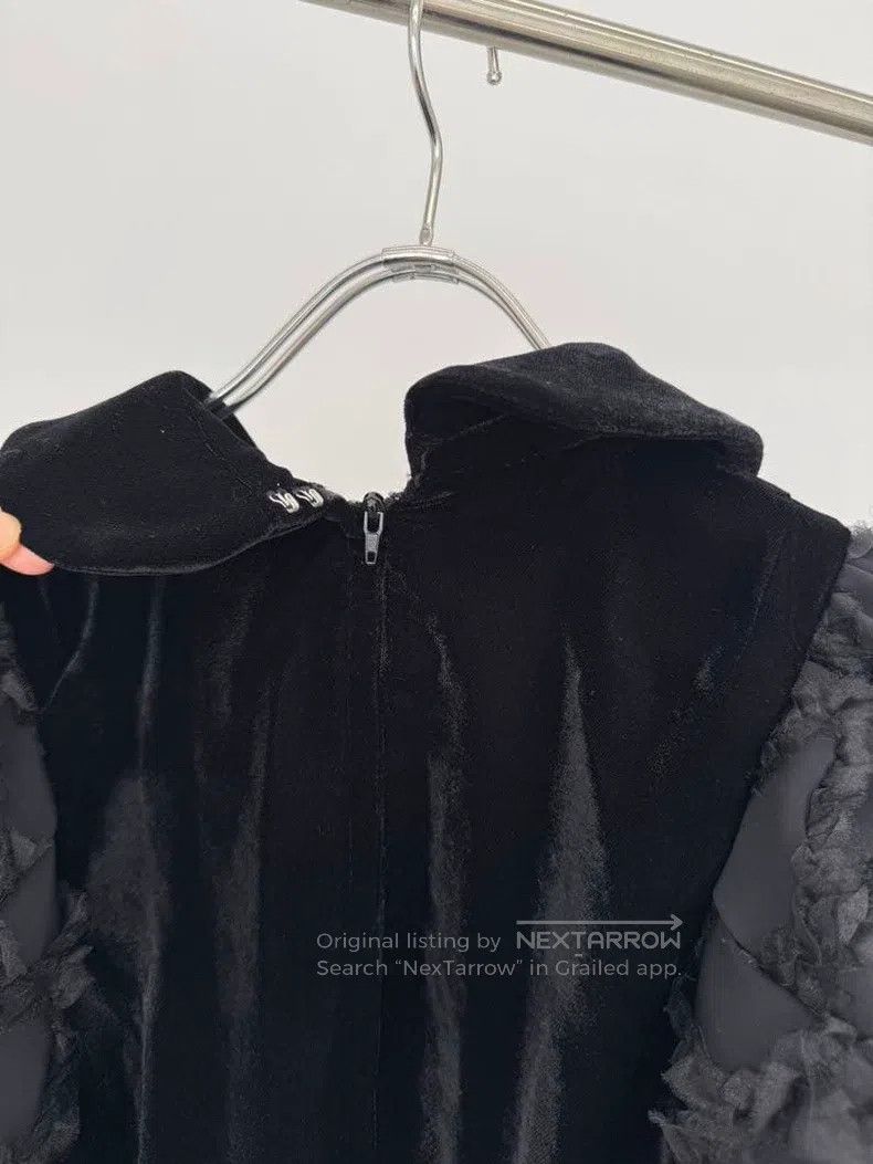 Comme des Garcons Comme Des Garcons Black Vintage Velvet Ruffle Sleeve Dress Size S / US 4 / IT 40 - 6 Thumbnail