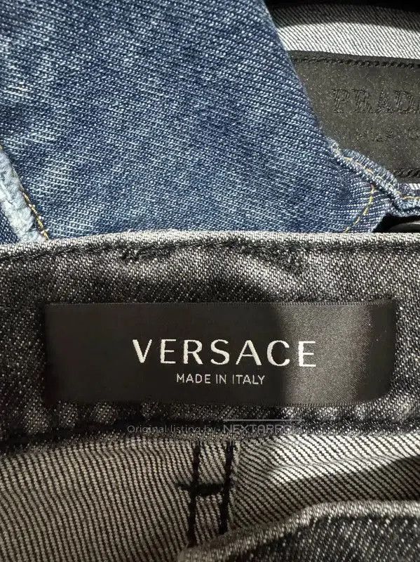 Versace Versace M Size Black Gray Leather Embroidered Pants . Size US 32 / EU 48 - 5 Thumbnail