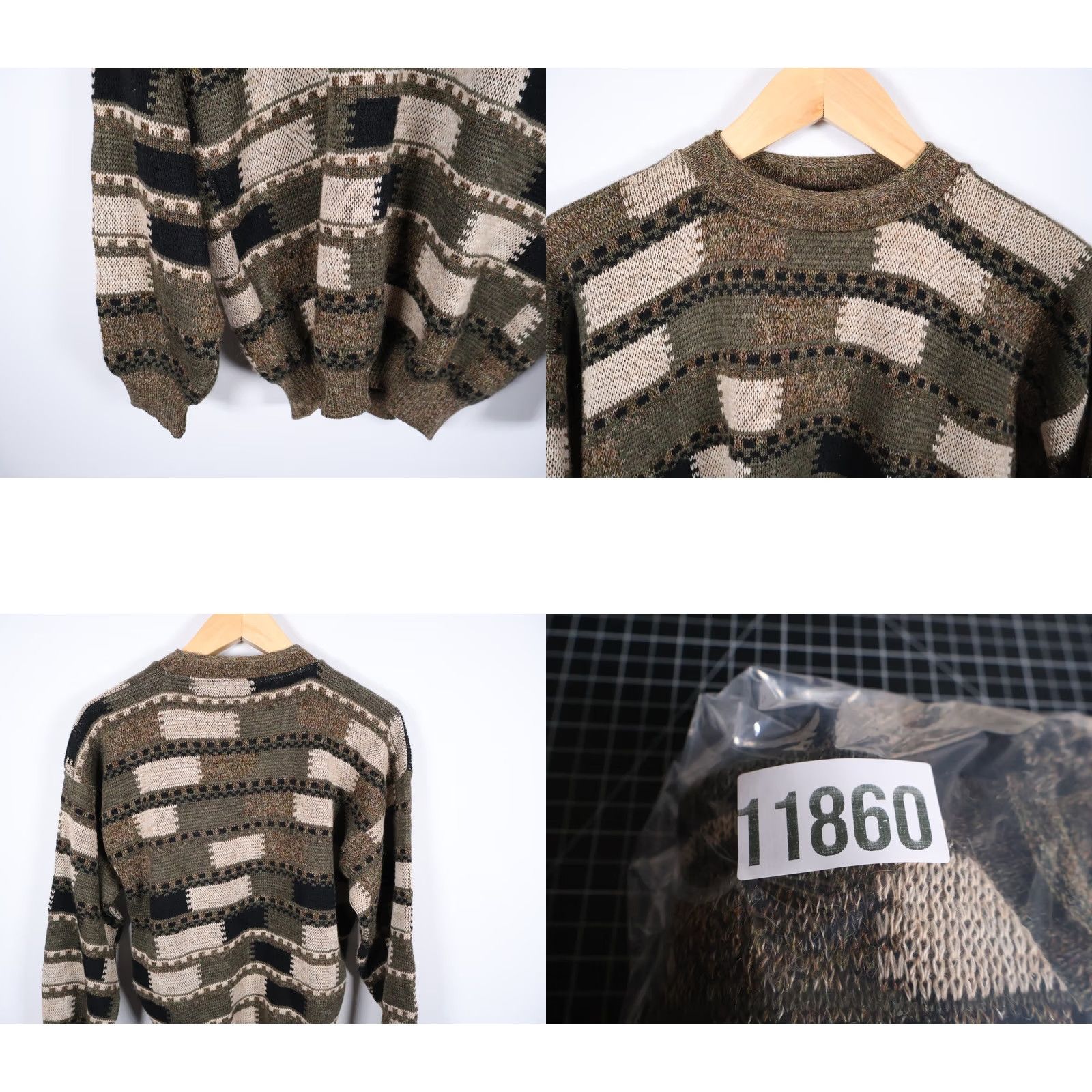 Vintage Bachrach Sweater Mens Medium Green Check Pattern Wool Alpaca Pullover Crew Neck Vintage Regular Modern Dad Hipster Preppy Retro Casual Size US M / EU 48-50 / 2 - 9 Thumbnail