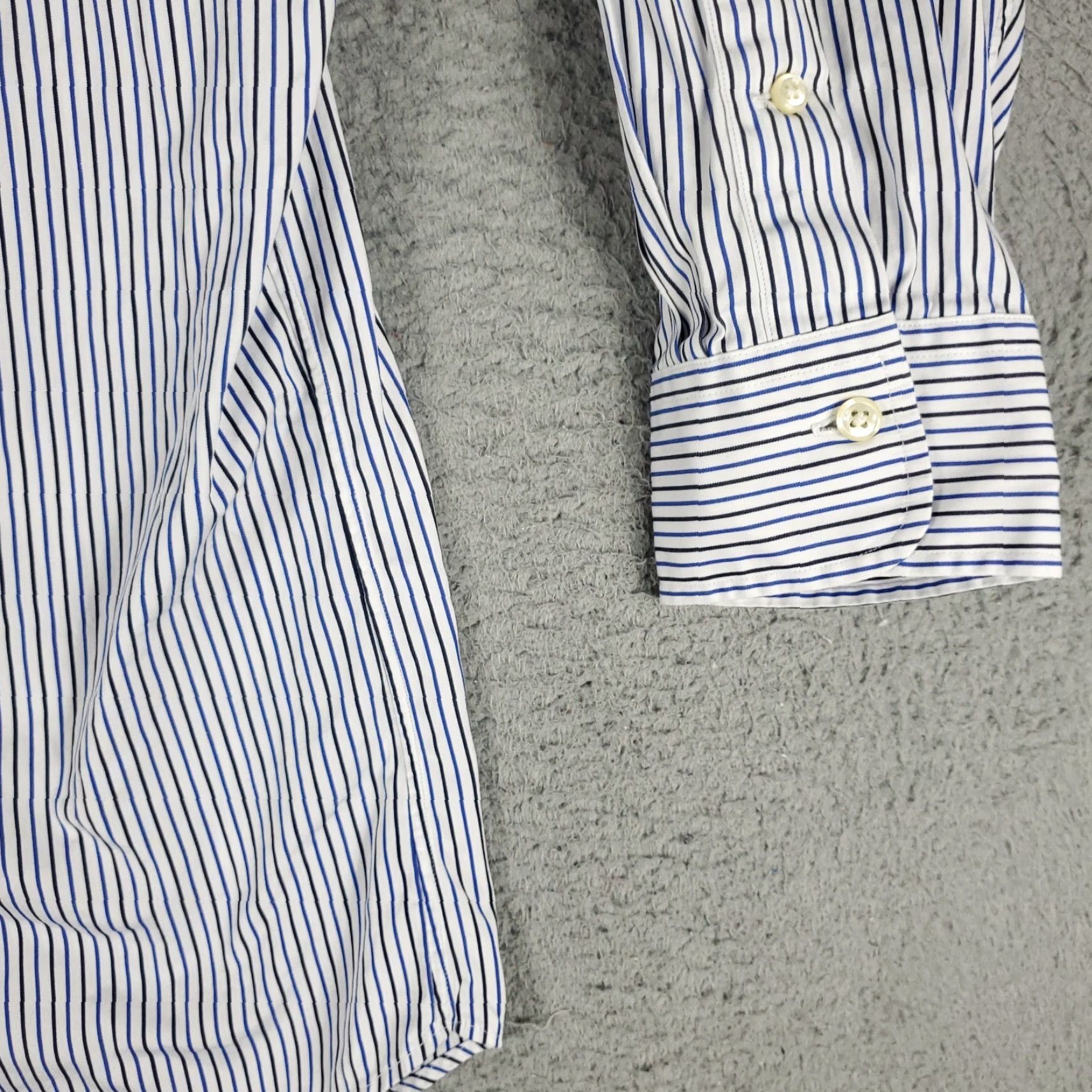 Ralph Lauren VINTAGE Ralph Lauren Dress Shirt Mens Size 17.5 Blue Striped Long Sleeve Business Casual Formal Men's Size 46R - 4 Thumbnail