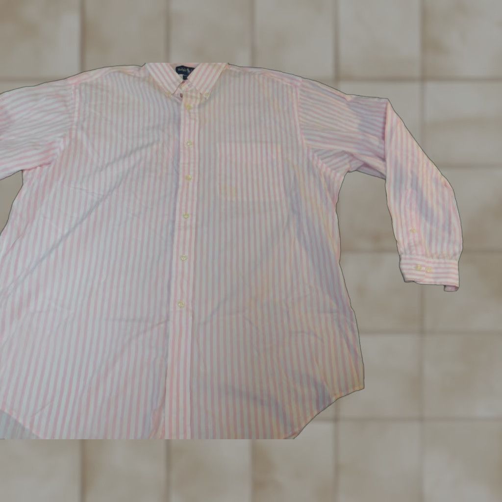 Ralph Lauren Ralph Lauren Shirt Mens 17 Pink Striped Yarmouth Button Down Long Sleeve Collared Knit Cotton Button-Up Size US XL / EU 56 / 4 - 1 Thumbnail