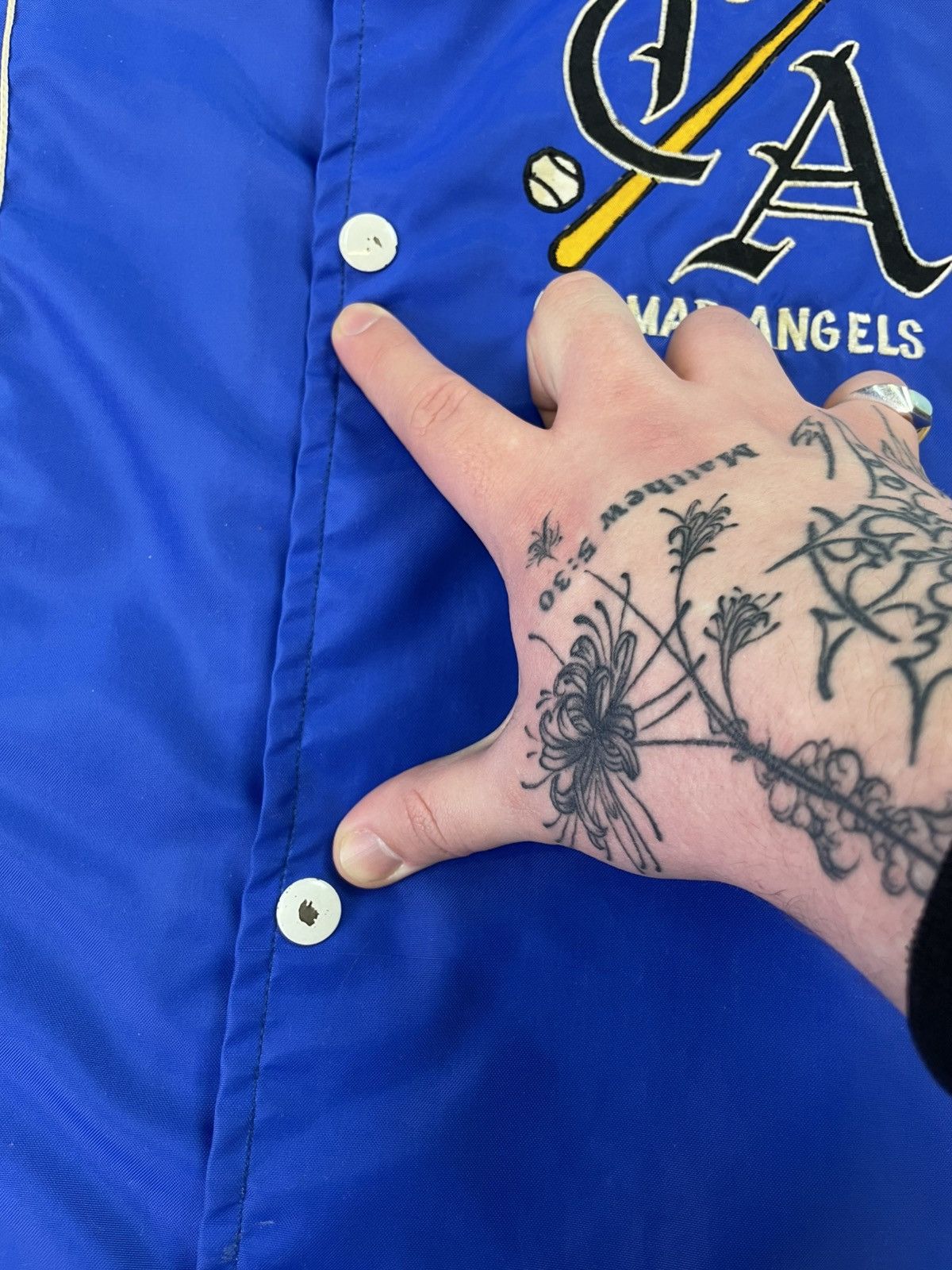 Vintage 60s Coaches Jacket Blue Calmar Angels Baseball Team Large Size US L / EU 52-54 / 3 - 5 Thumbnail