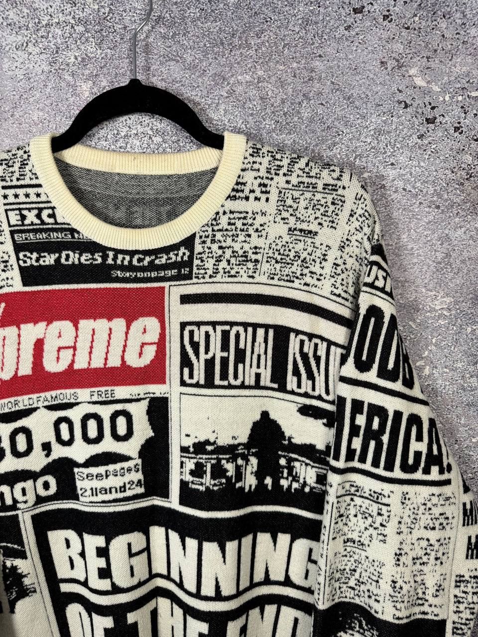 Supreme Supreme Newspaper Crewneck Merino Wool Sweater Large Size US L / EU 52-54 / 3 - 2 Thumbnail