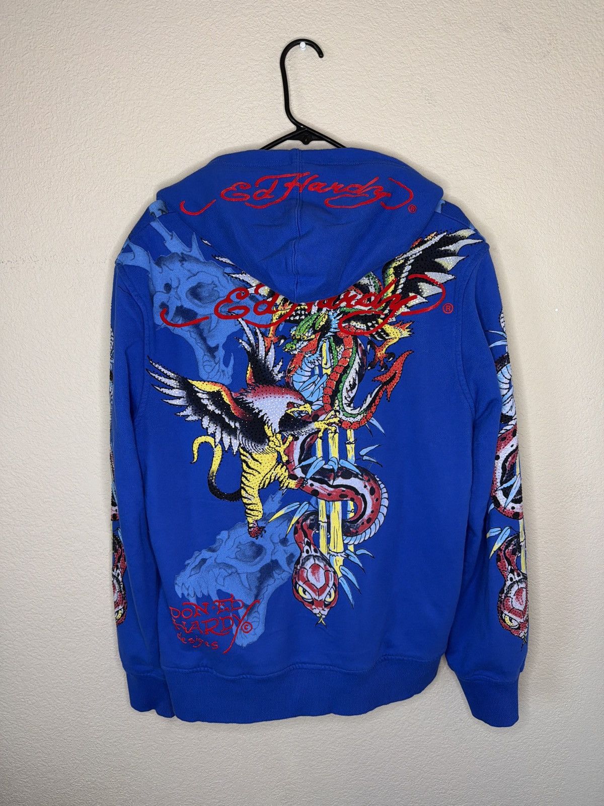 Ed Hardy Ed Hardy 10 Platinum Snake & Shoots Rhinestone Zip Hoodie XL Size US XL / EU 56 / 4 - 2 Thumbnail