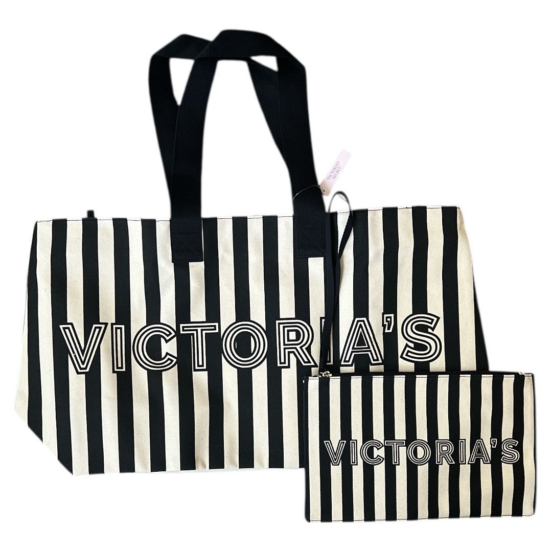 Victoria's Secret Victoria's Secret Graphic Stripe Tote & Wristlet Pouch Set Size ONE SIZE - 1 Thumbnail