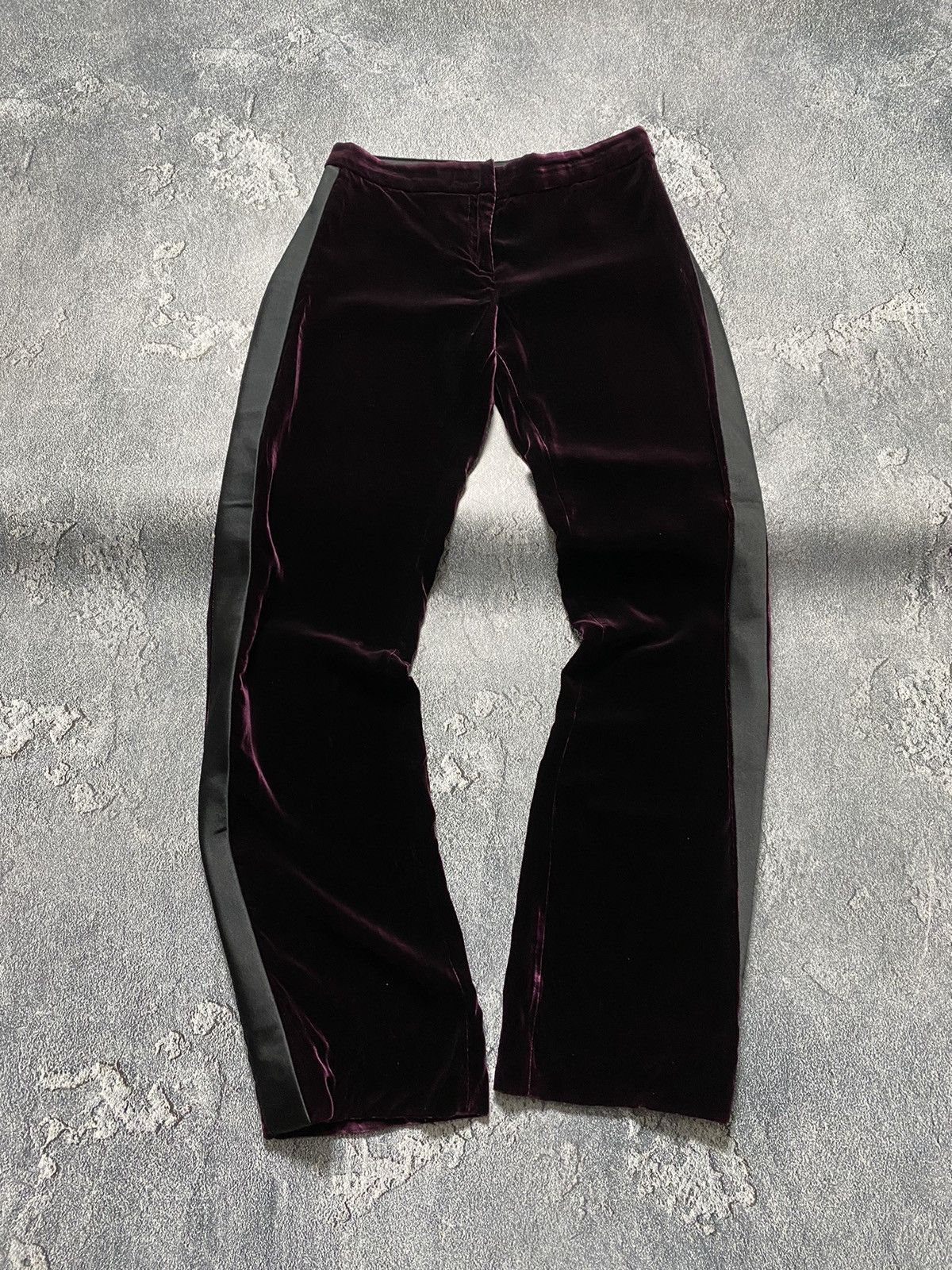 Tom Ford Tom Ford Midnight Purple Velvet black side stripes pants Size 27" / US 4 / IT 40 - 2 Thumbnail