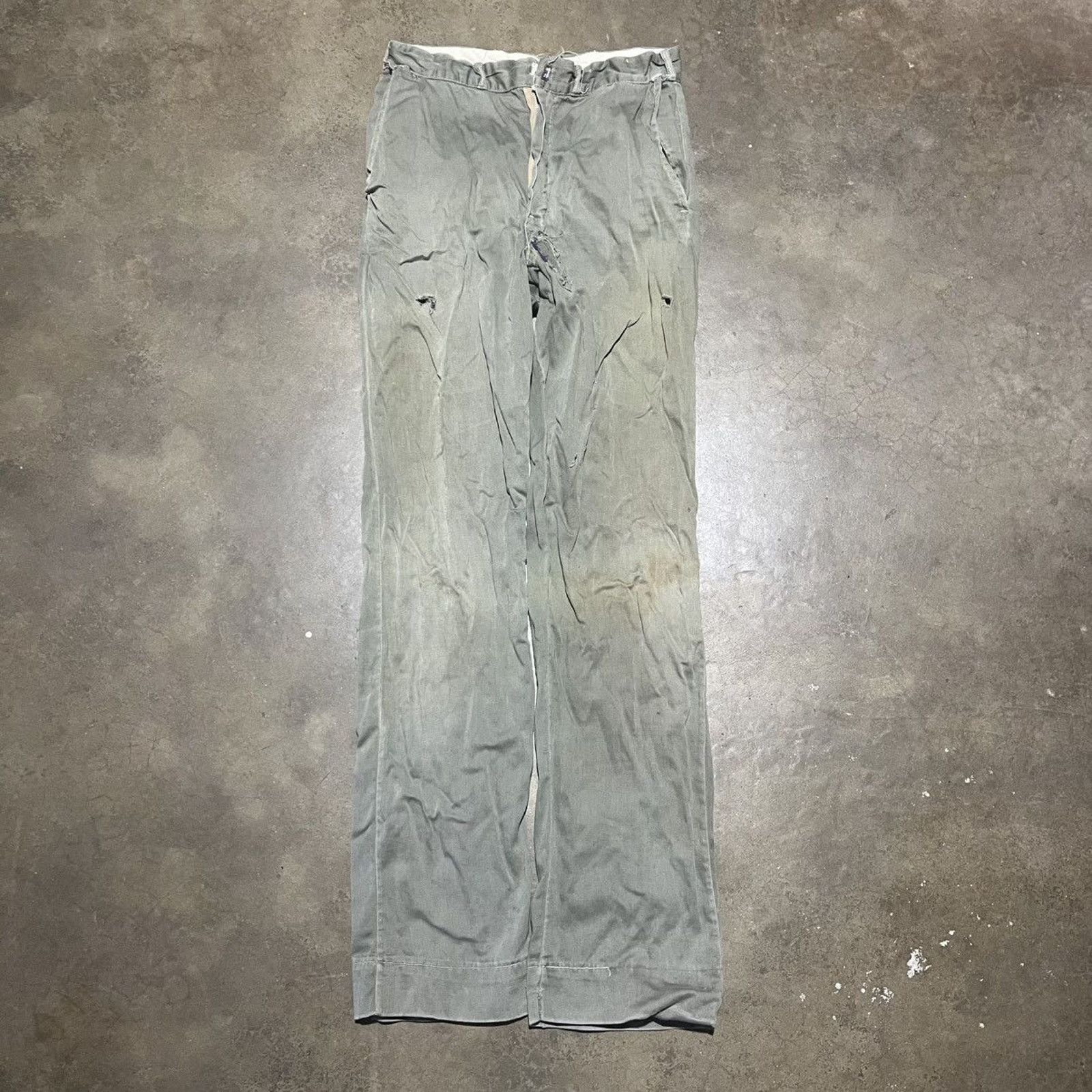 Vintage Vintage 50s Green Straight Leg Cotton Workwear Chinos 26x31 Size 26" / US 2 / IT 38 - 1 Thumbnail