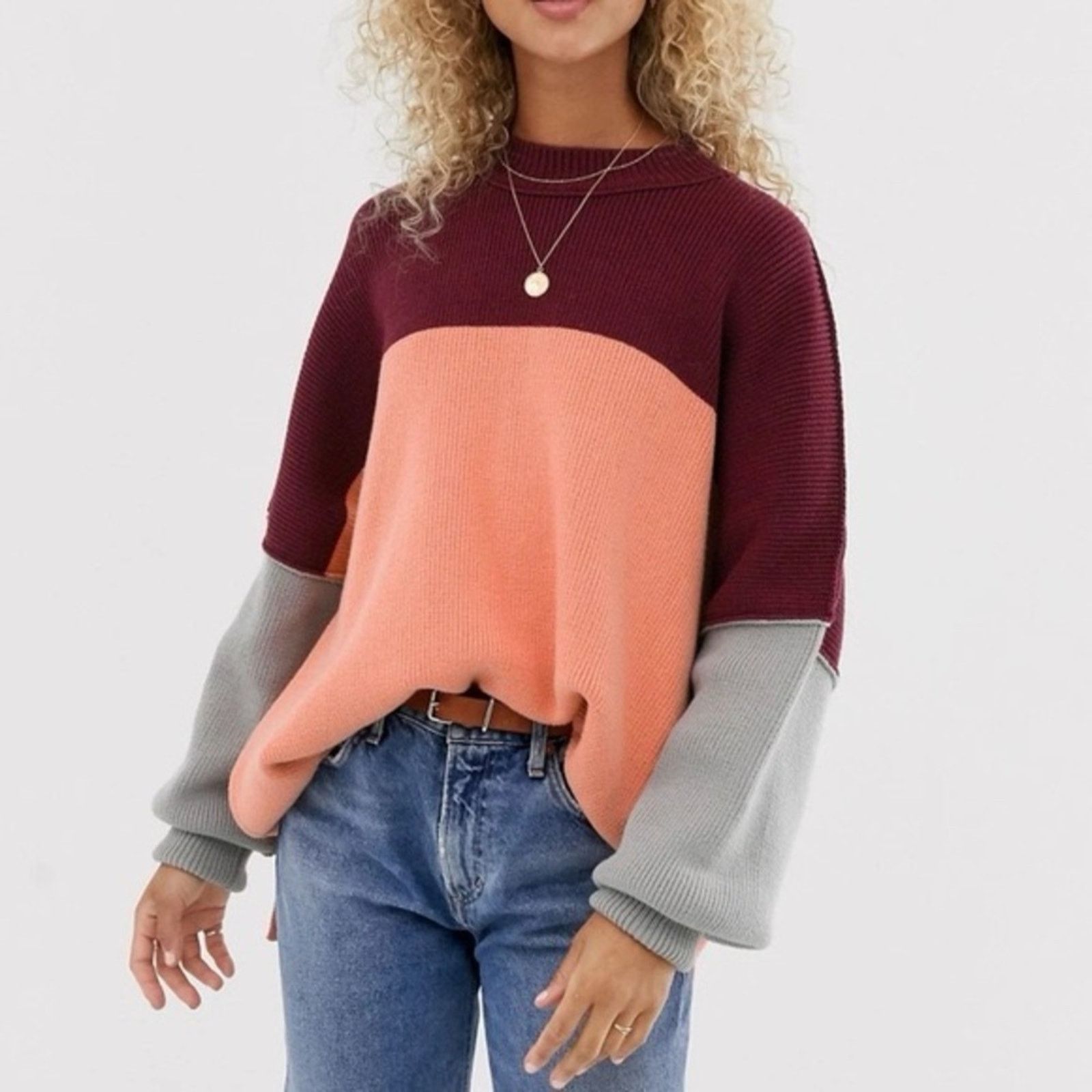 Free People Free People Easy Street Oversize Sweater ColorBlock Womens S Size S / US 4 / IT 40 - 3 Thumbnail