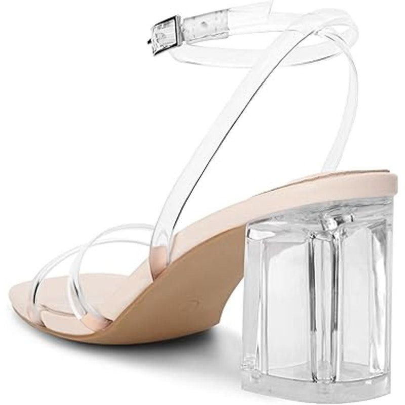 Other Shoe'N Tale Women's 8.5 Clear Ankle Strap Block Heels Size US 8.5 / IT 38.5 - 3 Thumbnail