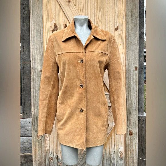 Other Mark New York Womens Tan Genuine Suede Shirt Jacket~L~ Size L / US 10 / IT 46 - 1 Thumbnail