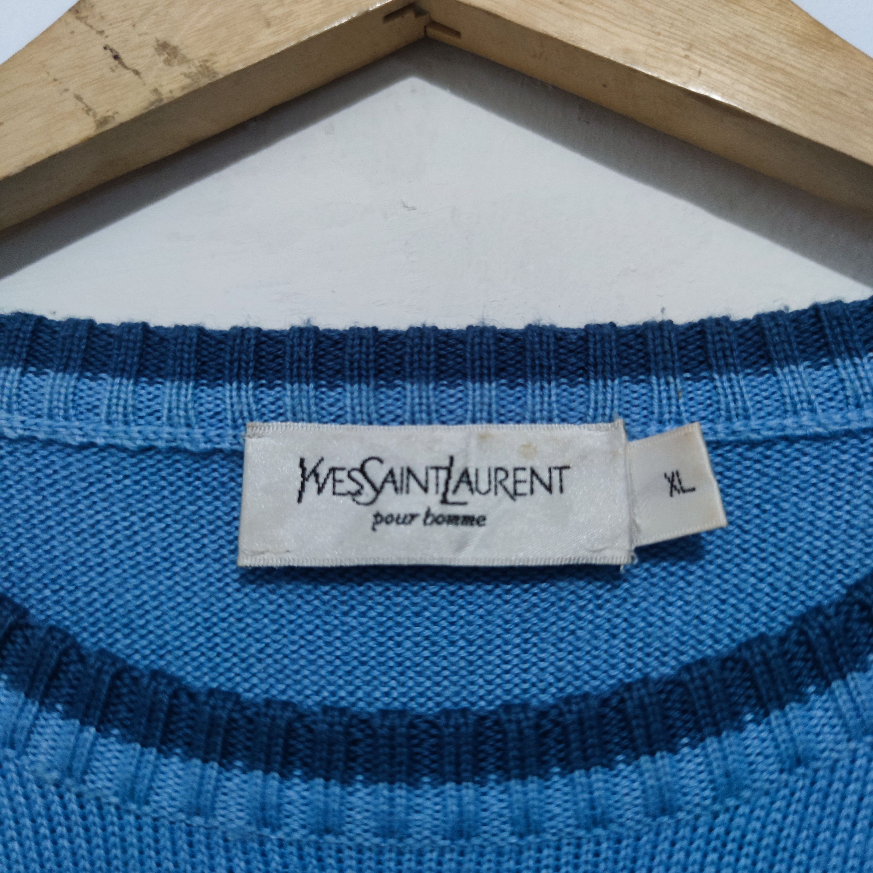 Yves Saint Laurent Vintage YSL Knitwear Blue Striped Jumpers Size US XL / EU 56 / 4 - 5 Thumbnail