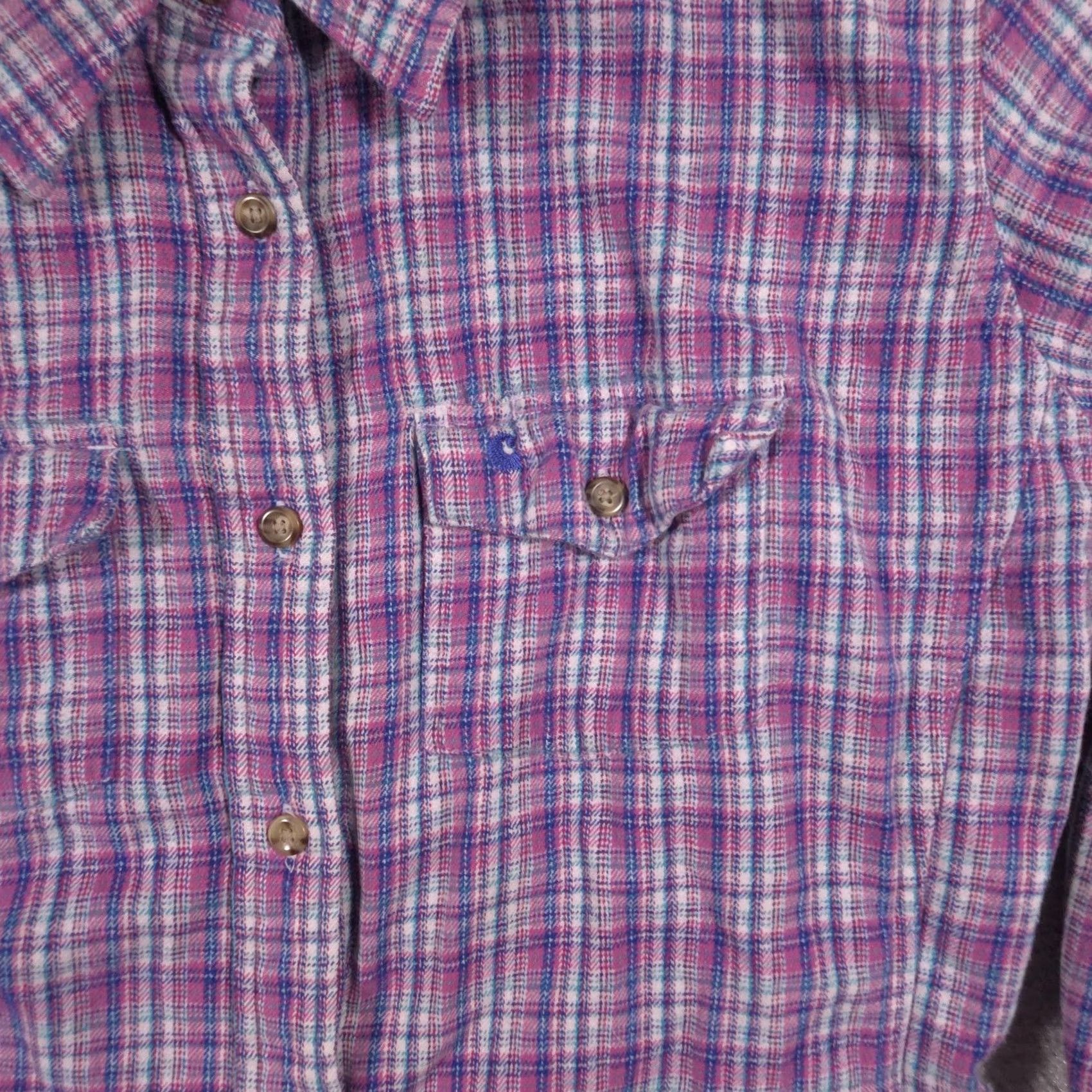 Carhartt Carhartt Womens XL Purple Plaid Button Front Flannel Long Sleeve Shirt Top Size XL / US 12-14 / IT 48-50 - 4 Thumbnail